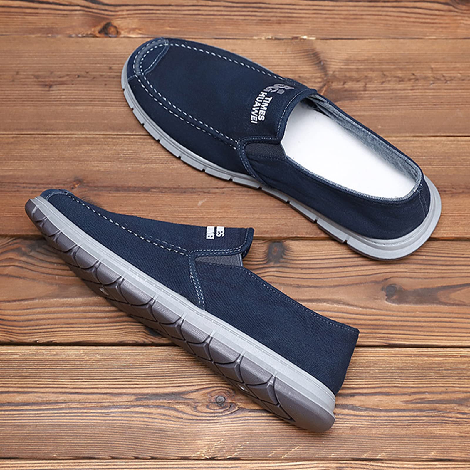 **Men's Lightweight Canvas Slip-On Loafers - Wide Width Comfortable Orthopedic Sneakers for Casual, Walking & Driving - Breathable Anti-Slip Sport Shoes for Outdoor & Tennis**    *(Ideal for Daily Wear, Travel, Work & Leisure Activities)*