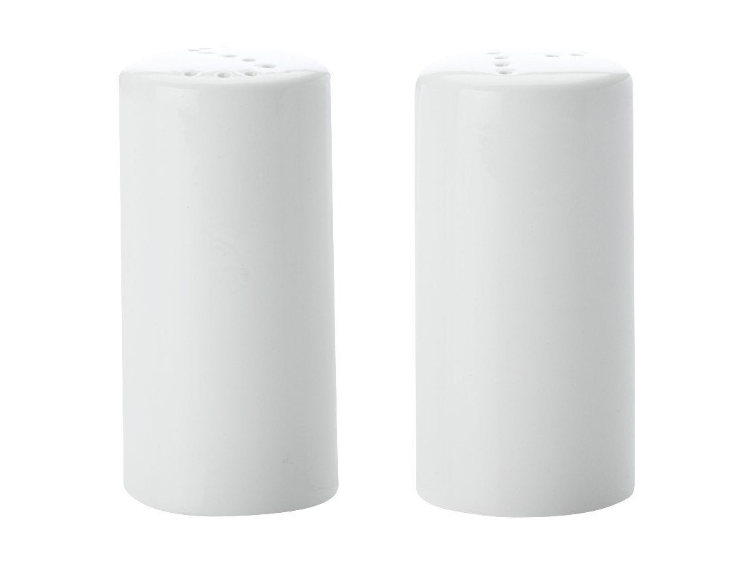 Maxwell & Williams White Basics Cylindrical Salt and Pepper Shaker Set - Modern Kitchen Essential for Dining Table, Restaurant & Home Use