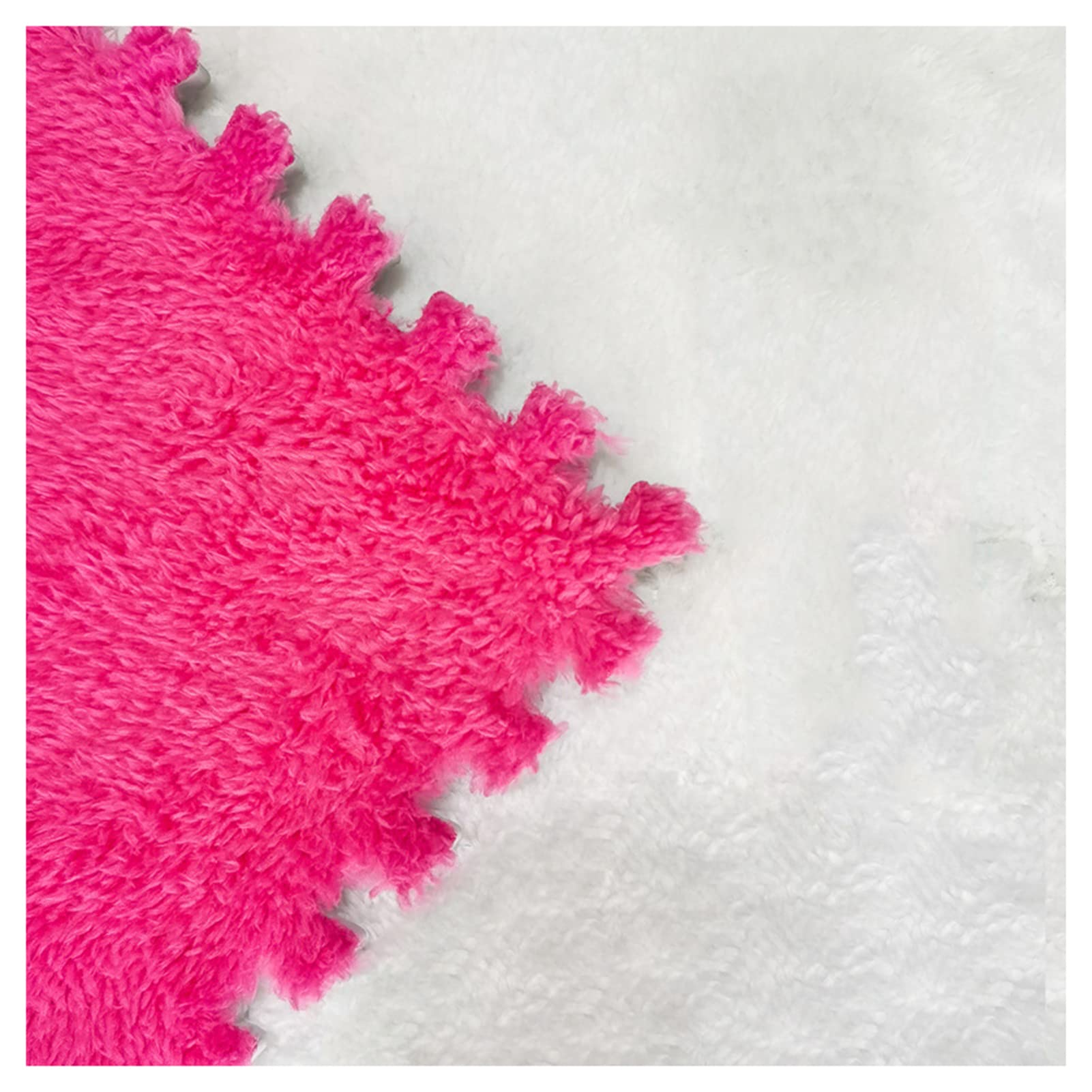 36 Pcs Soft Plush Puzzle Foam Floor Mat - 12x12 Inch Interlocking Carpet Tiles with Border for Kids Playroom, Nursery & Home Gym - Non-Slip Crawling Mats & Shaggy Area Rug (Rose Red) - Perfect for Baby Playtime, Toddler Safety & Home Decor