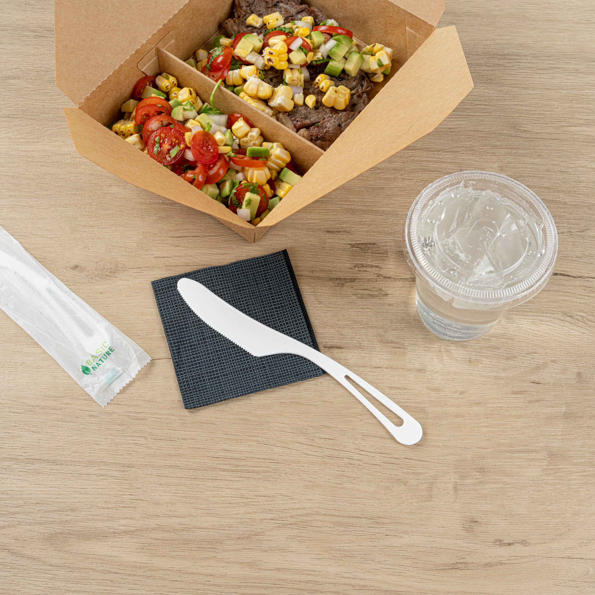 Eco-Friendly Compostable White CPLA Plastic Knives - Heat Resistant, 7.5 Inch, 250 Count Box - Perfect for Parties, Picnics & Sustainable Dining