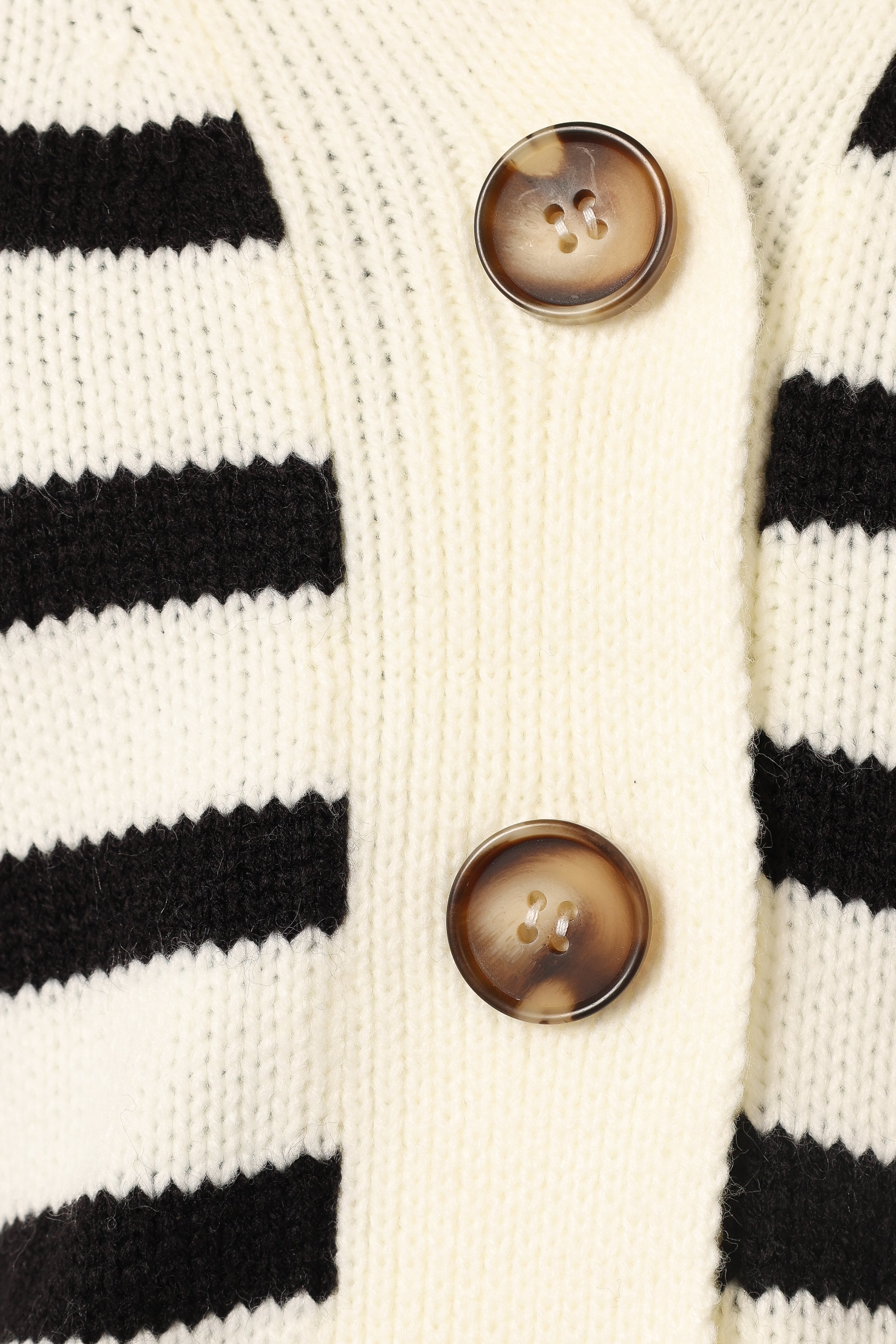 Kallen Button Front Striped Cardigan - Cream/Black | Women's Casual Knit Sweater | Perfect for Fall & Winter Layering, Office Wear & Coffee Dates