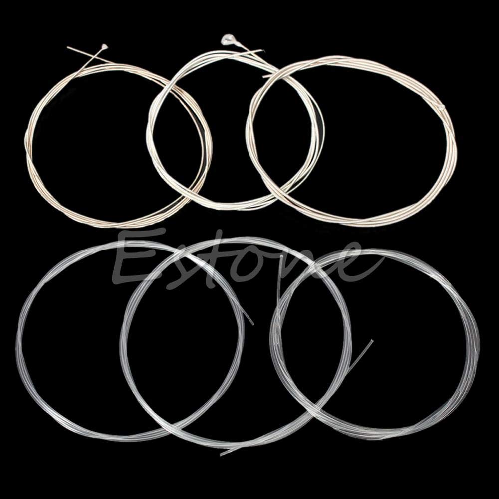 6Pcs Durable 39'' Silver Nylon Guitar Strings Set for Acoustic Classical Guitar - Perfect for Beginners, Performances & String Replacement