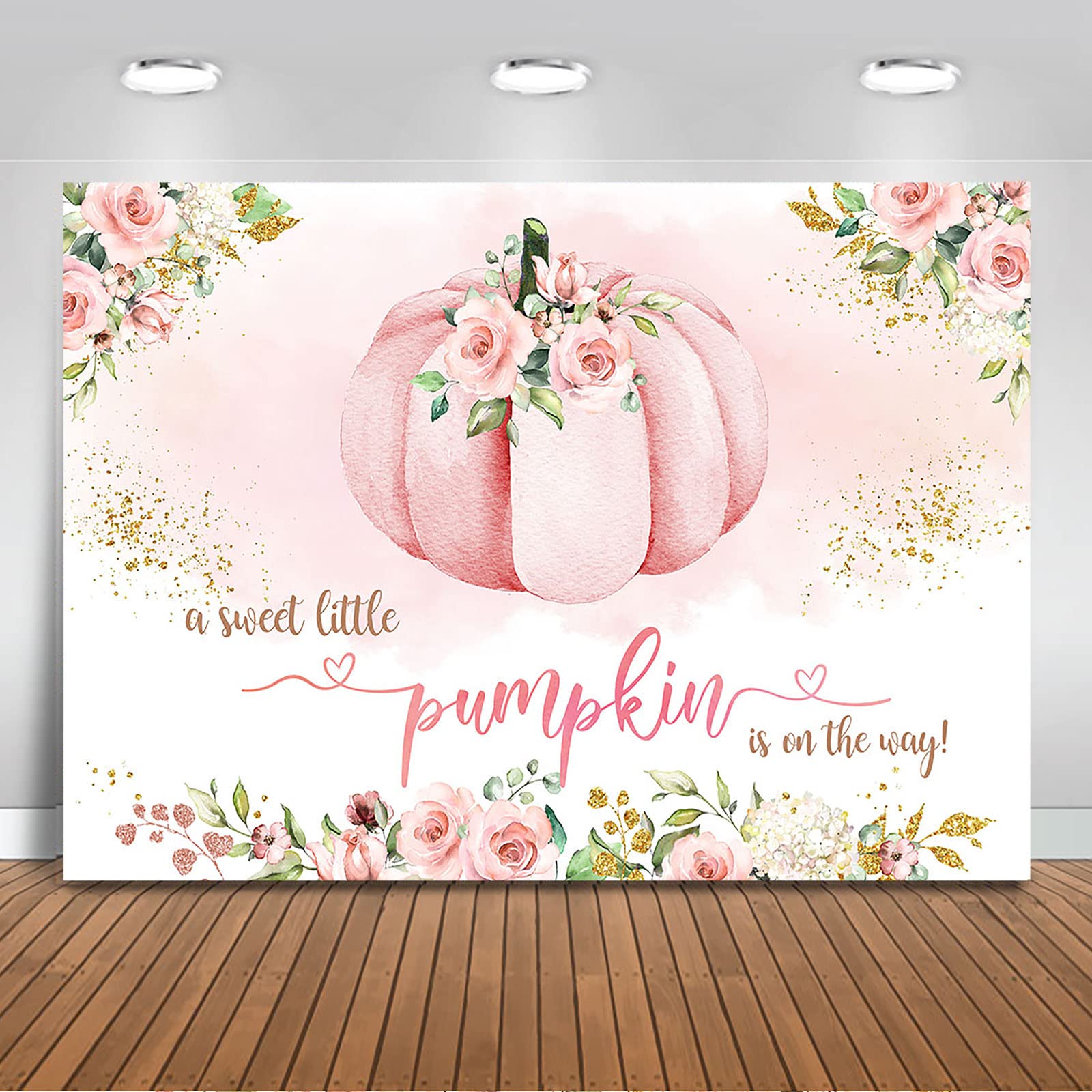 Pink Floral Pumpkin Baby Shower Backdrop - 10x8ft Autumn Photography Background for Girls' Fall Baby Shower Party Decor | Perfect for Nursery Photo Shoots, Gender Reveals & Seasonal Celebrations