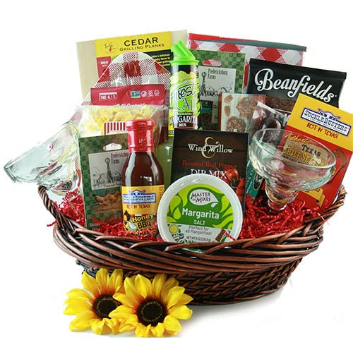 Premium Margarita Gift Basket Set with Glasses & Mixes - Perfect for Parties, Holidays & Gifts