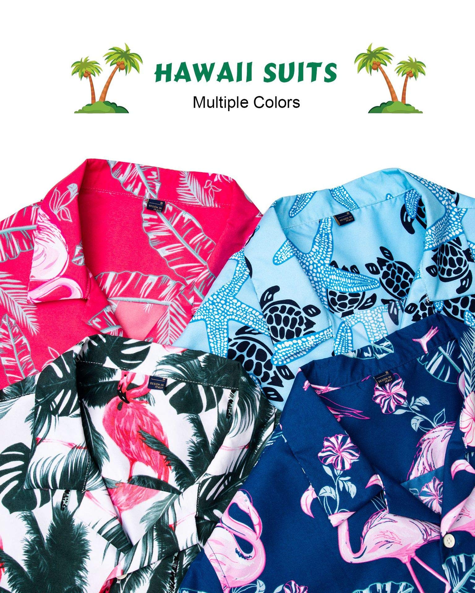 J.VER Men's Hawaiian Shirt Set - Tropical Print Short Sleeve Button Down Shirt & Matching Shorts | Beach Vacation, Summer Party, Casual Outfit