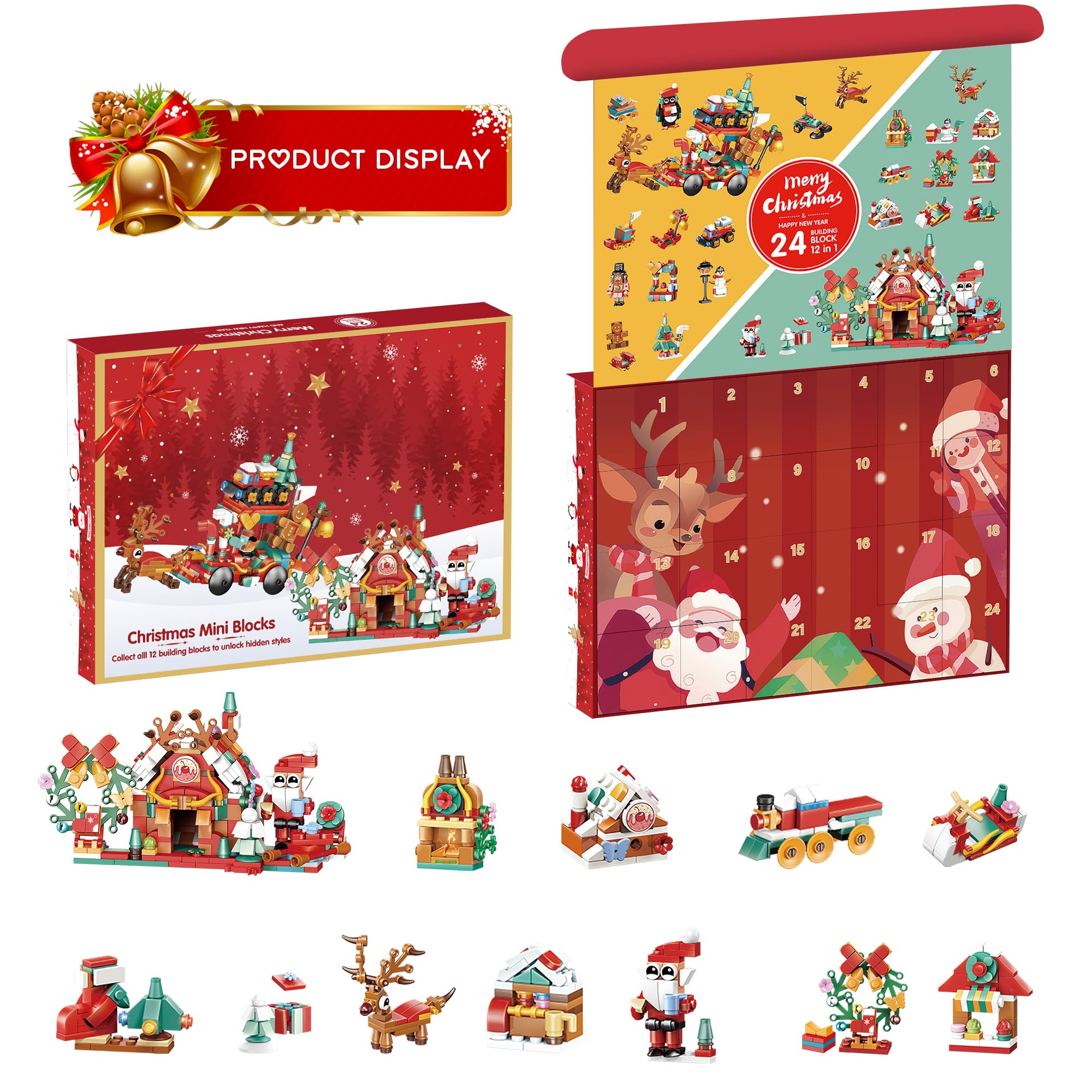 2024 Advent Calendar with 24 Days of Building Blocks - 12-in-1 Surprise Models for Kids & Adults | Christmas Countdown, STEM Learning Toy, Holiday Gift Idea