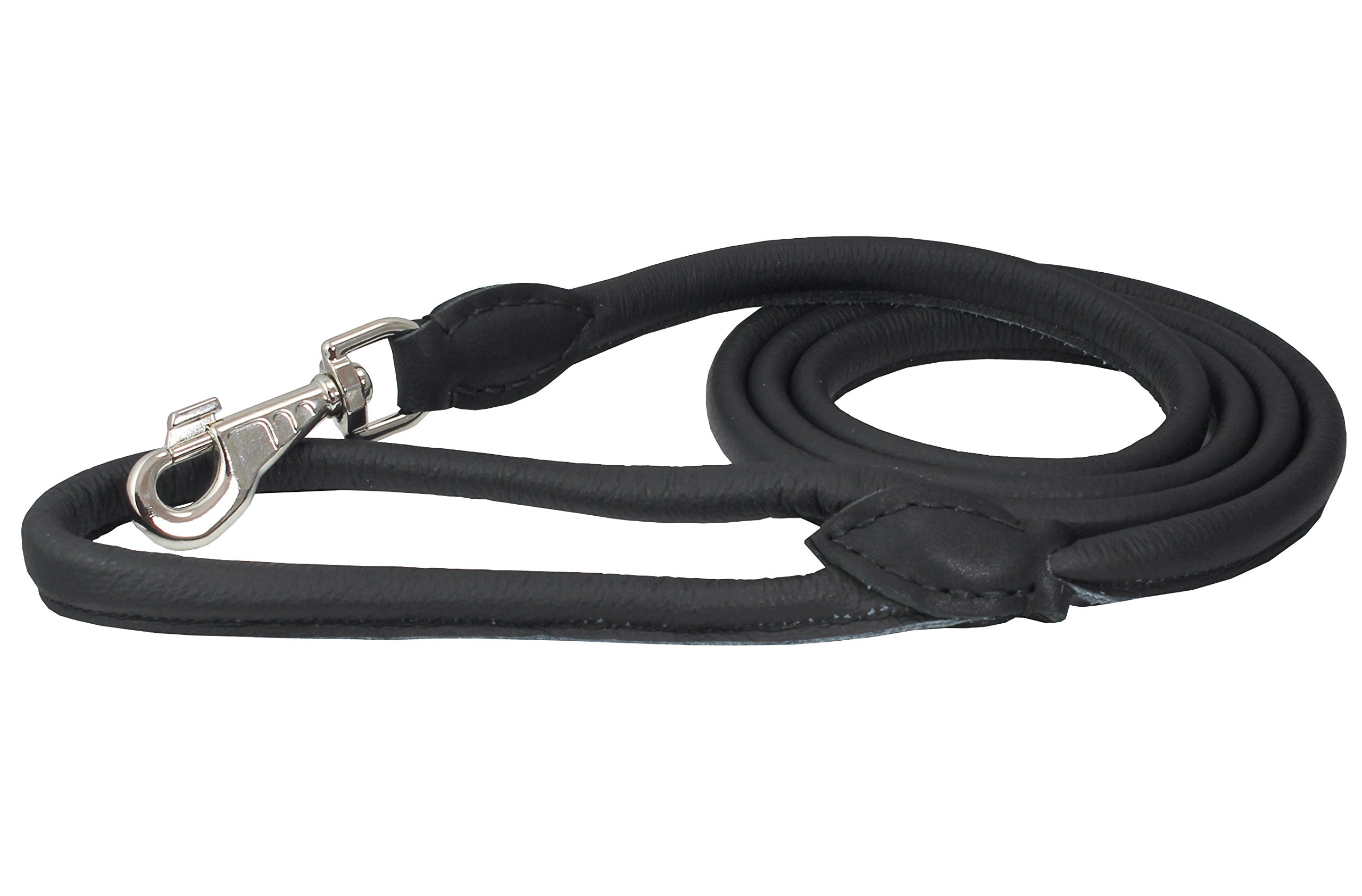 Premium Genuine Rolled Leather Dog Leash for Large Dogs - 1/2