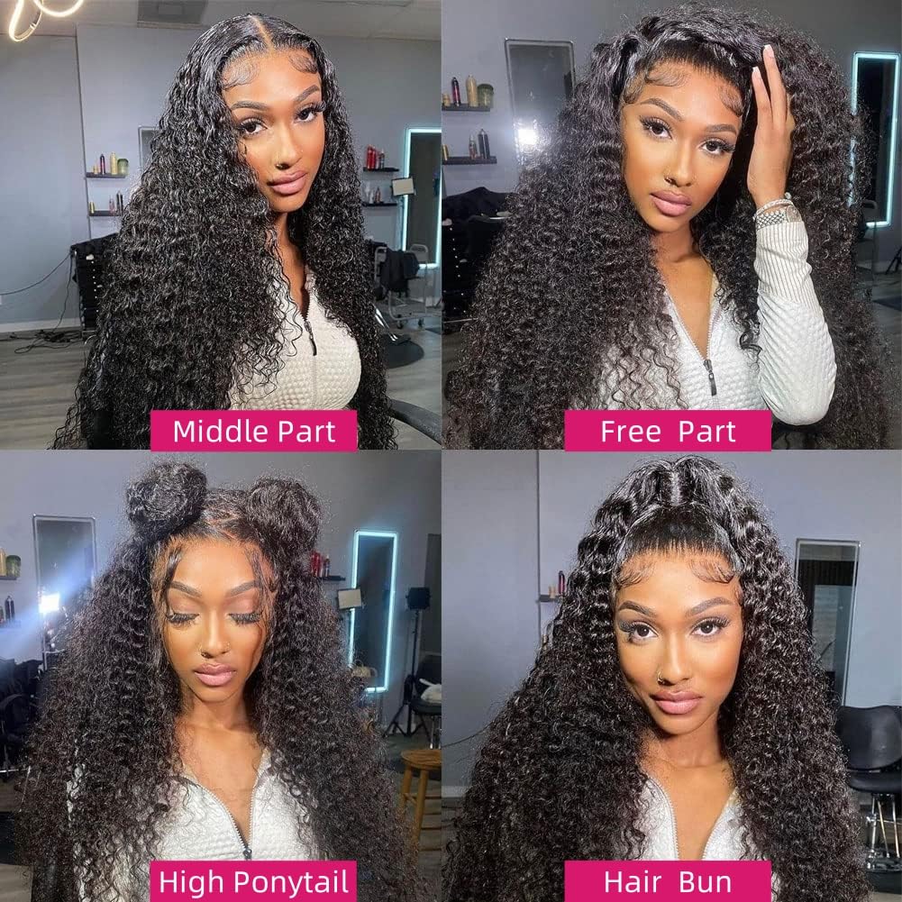30 Inch Wet and Wavy Water Wave Lace Front Wigs - 100% Human Hair 13x4 HD Transparent Lace - 180% Density Deep Wave Wig - Pre-Plucked Glueless Curly Wig for Women - Perfect for Cosplay, Daily Wear & Special Occasions