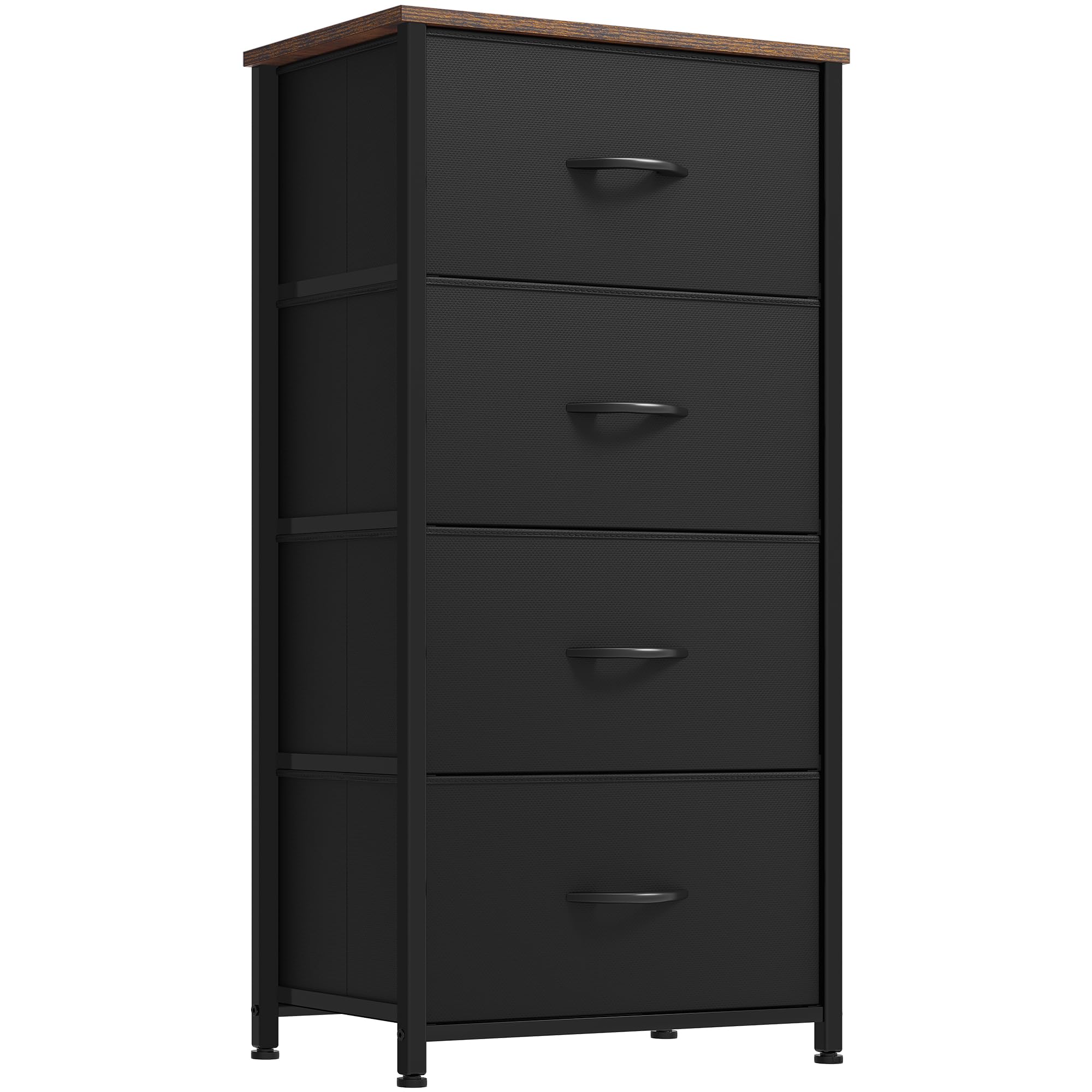YITAHOME 4-Drawer Fabric Dresser Storage Cabinet with Sturdy Steel Frame & Wooden Top - Space Saving Closet Organizer for Bedroom, Living Room, Hallway - Easy Assembly Fabric Bins (Gray) - Perfect for Small Space Organization & Home Decor