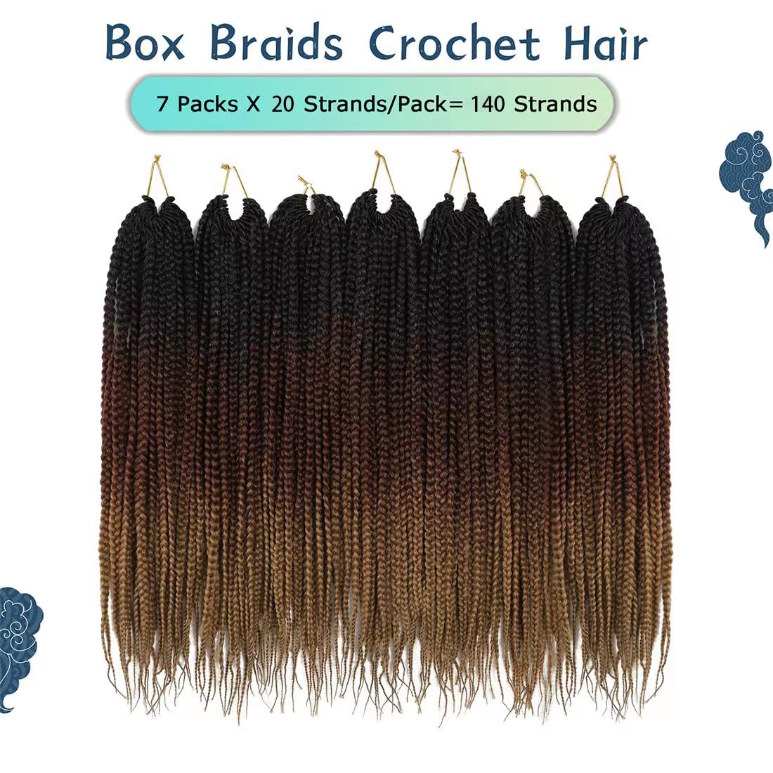 Pre-Looped Crochet Box Braids Hair - 7 Pack Goddess Box Braids for Easy Braiding (18 Inch, 1B/30/27) | Perfect for Protective Styles, Natural Hair & Everyday Wear