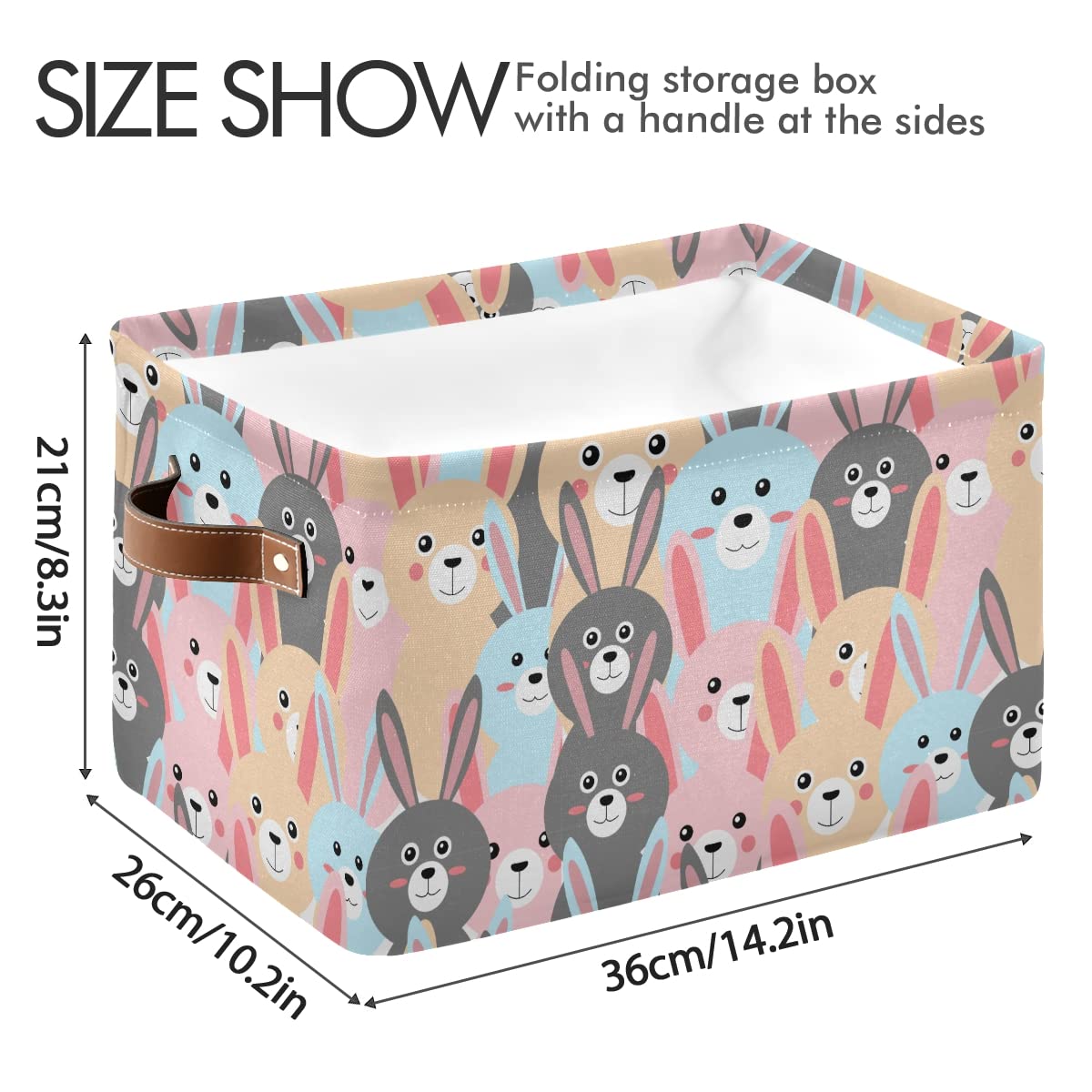Adorable Collapsible Baby Rabbit Storage Basket - Waterproof Rectangle Bin for Nursery, Toys, Books & Closet Shelves | Perfect for Kids' Room Decor, Organizing Baby Essentials & Home Storage Solutions
