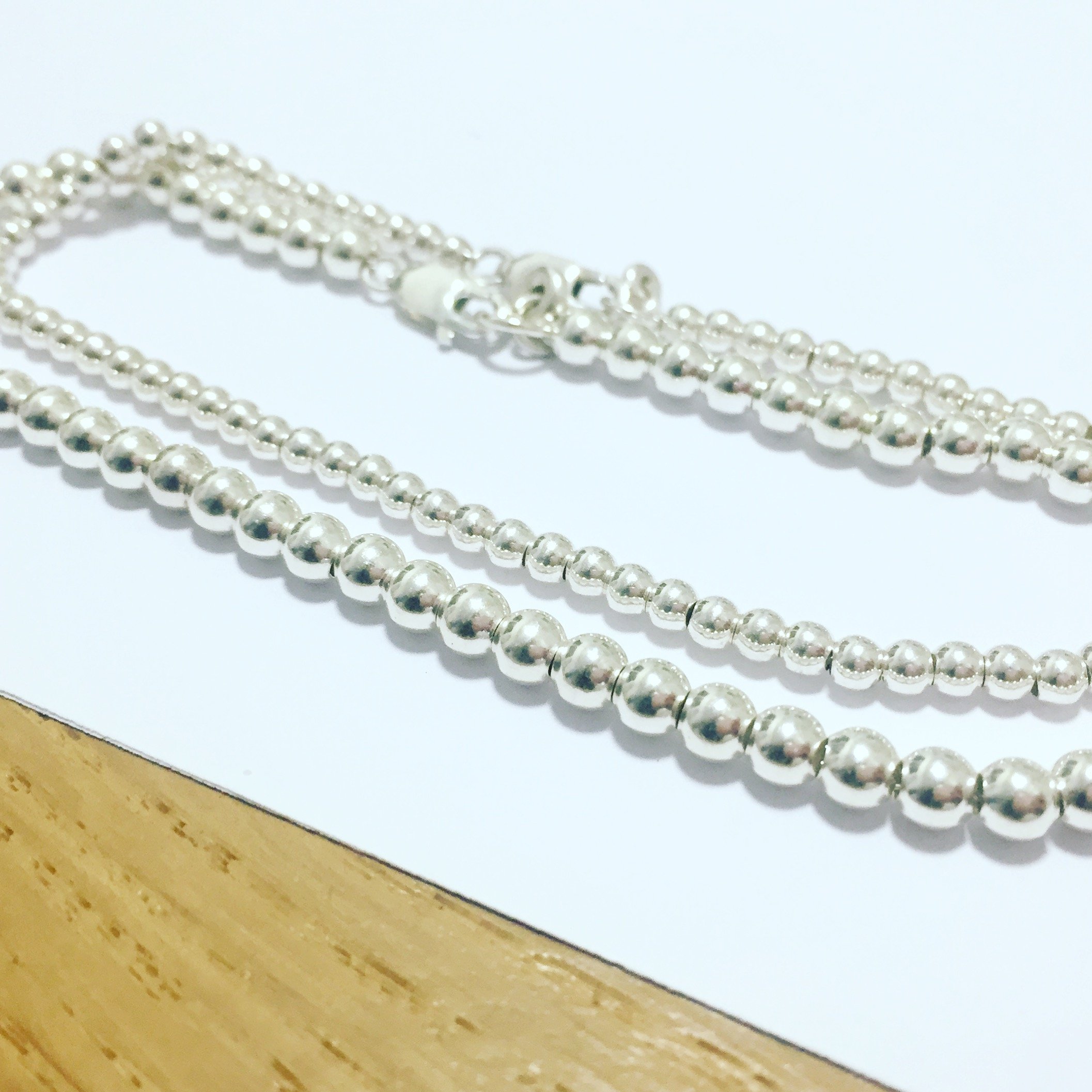 3-Piece Sterling Silver Bracelet Set - Dainty Layered Beaded & Nugget Bracelets for Women | Handmade Artisan Jewelry for Everyday Wear, Gifts & Special Occasions