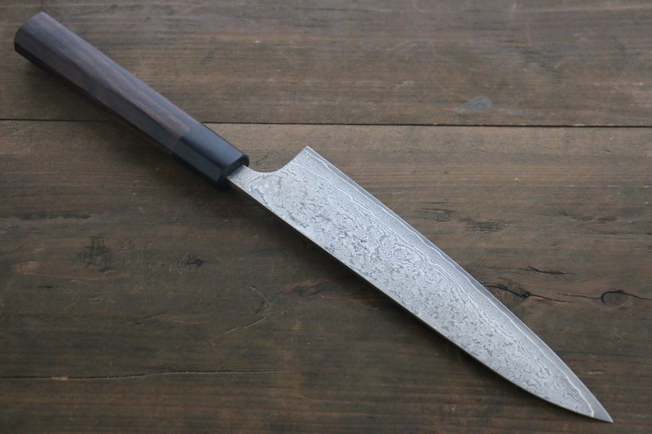 Premium Nao Yamamoto VG10 Black Damascus Gyuto Chef Knife 210mm - High Carbon Stainless Steel Blade with Shitan Wood Handle - Perfect for Sushi, Meat Slicing & Professional Kitchen Use
