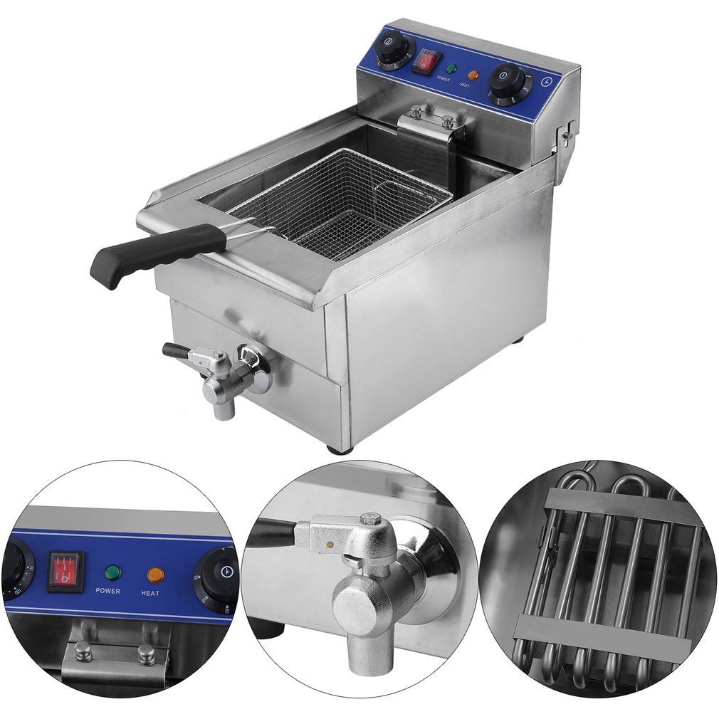 Commercial Electric Deep Fryer 13L/26L Stainless Steel - Temperature Control & Timer - Single/Dual Tank with Drain & Basket - Perfect for Restaurants, Food Trucks, and Catering Businesses