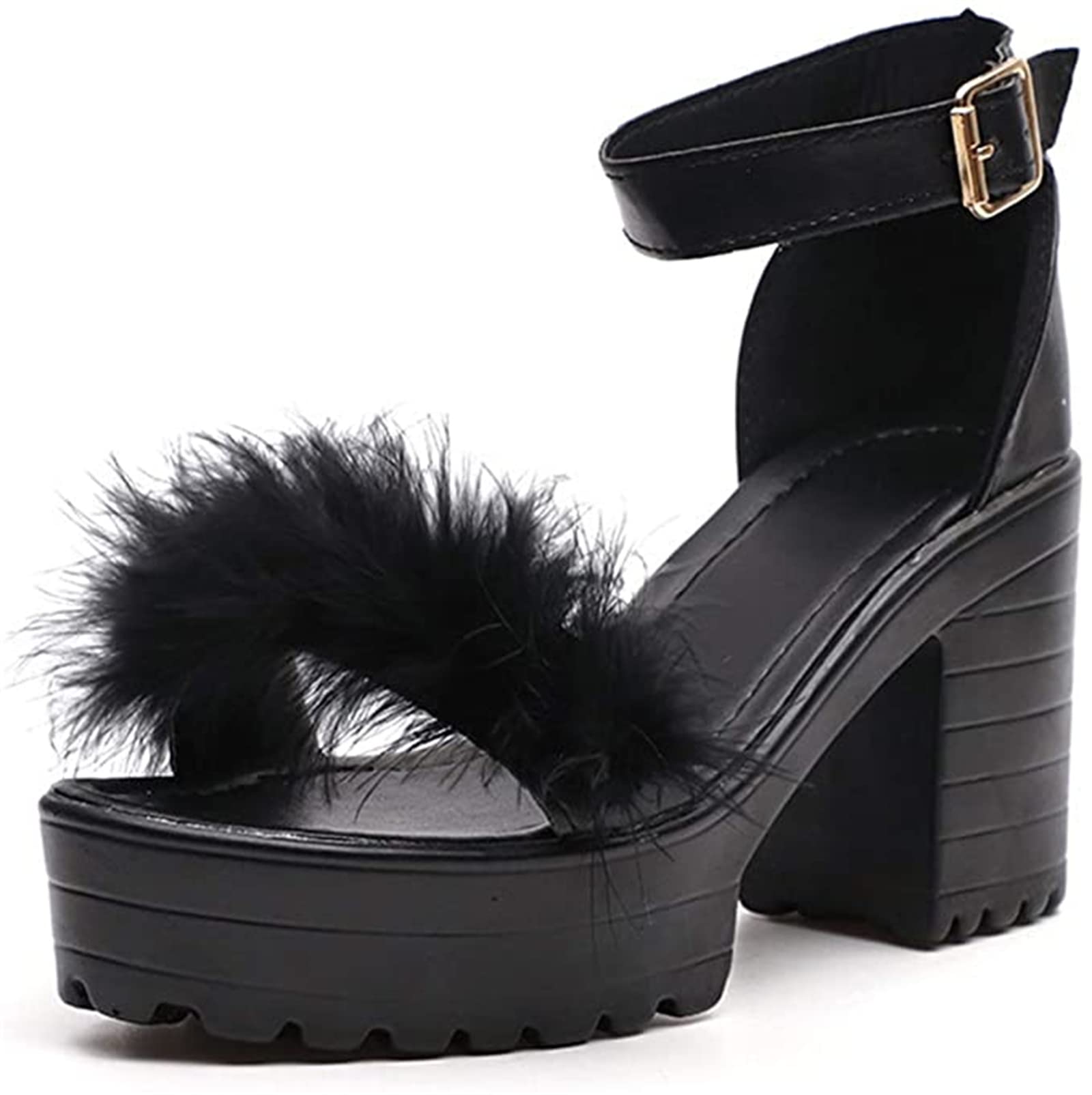Women's Strappy Ankle Strap Heel Sandals - Cute Low Block Heel Open Toe Dressy Summer Shoes in Black Size 10 | Perfect for Casual Outings, Date Nights & Beach Weddings