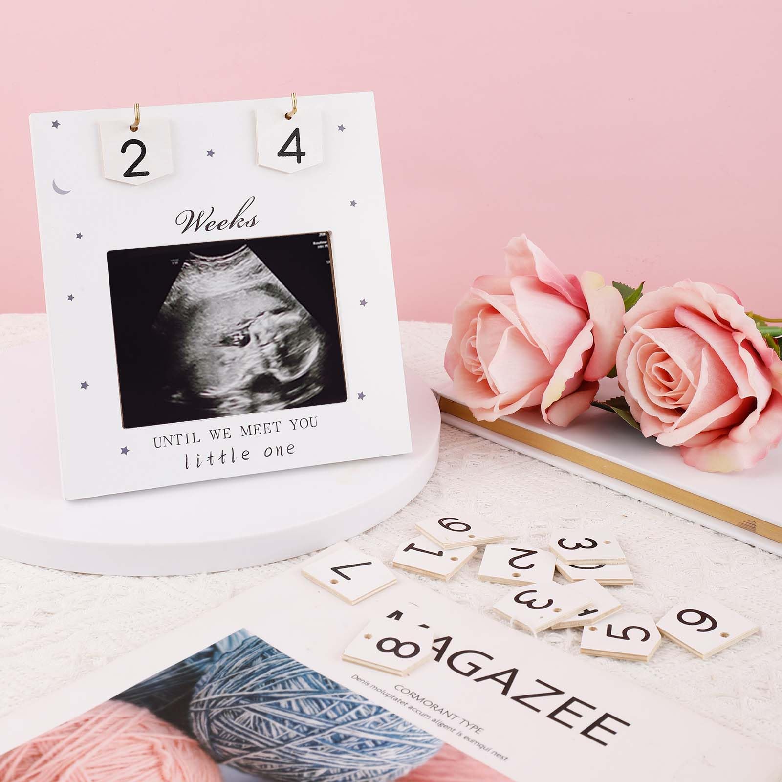 Ultrasound Picture Frame - Baby Sonogram Photo Frame for Pregnancy Announcement & Countdown Weeks | Meet Your Baby Decor | Perfect for Gender Reveal, Baby Shower Gift & Nursery Wall Display