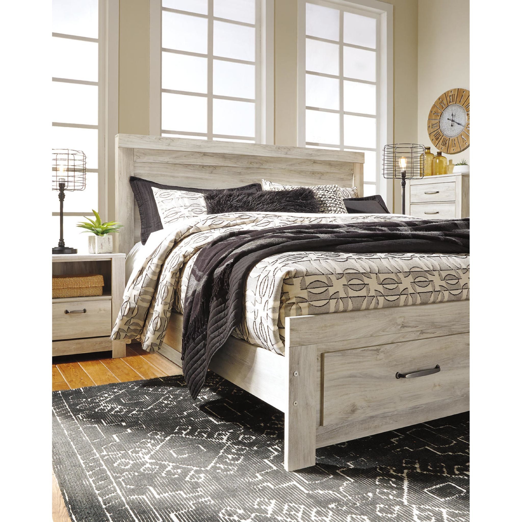 Bellaby Panel Headboard - Whitewash Finish - Queen Size Upholstered Bed Headboard for Bedroom Decor - Perfect for Modern, Farmhouse & Coastal Style Homes