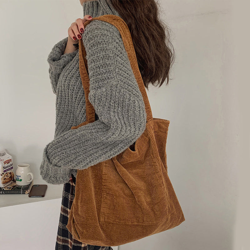 Stylish Corduroy Shoulder Bags for Women - Fashionable Winter & Fall Handbags - Perfect for Shopping, Work & Daily Use