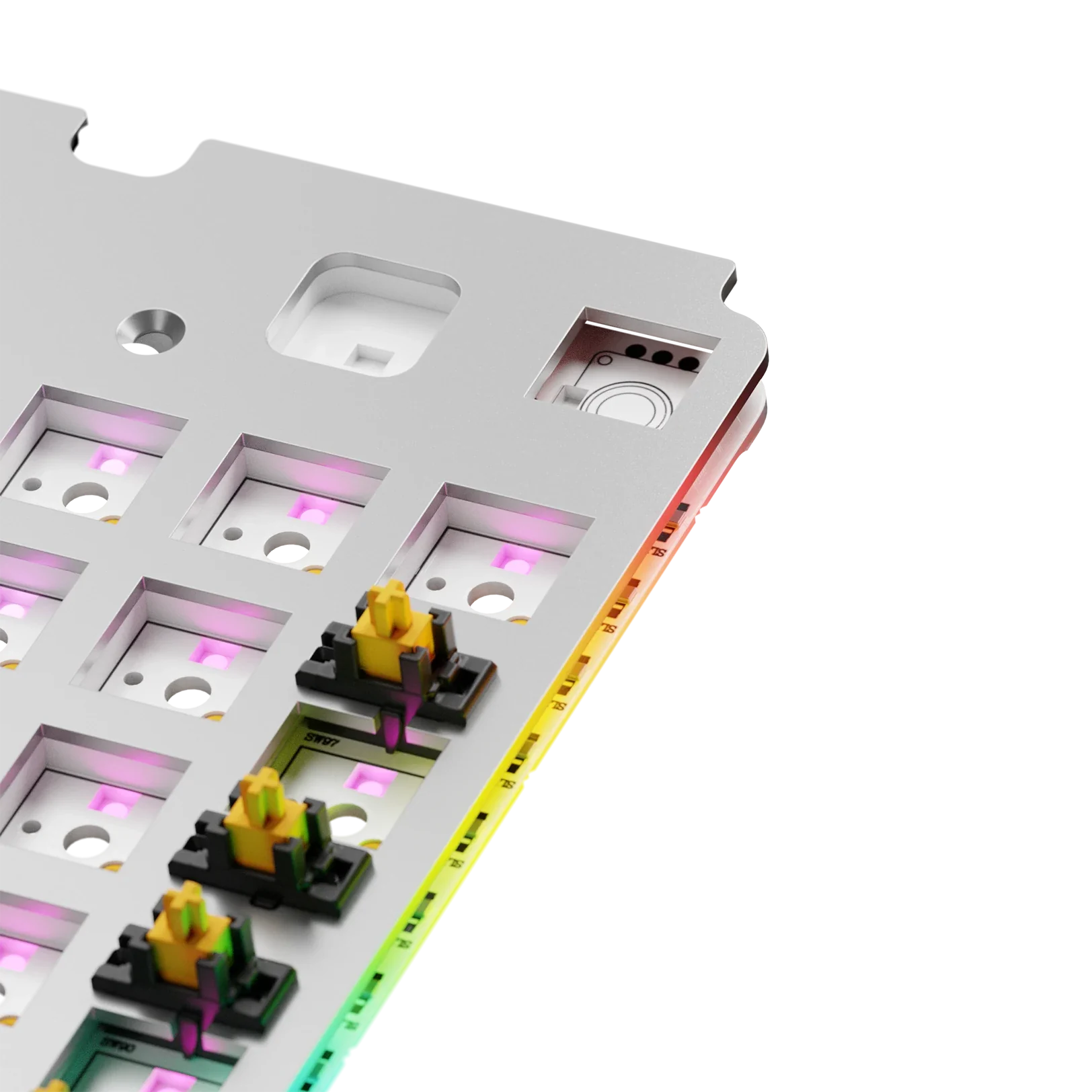 GMMK 3 Switch Plate - 100% Aluminum Silver ISO Mechanical Keyboard Accessory for Gaming & Typing Enthusiasts