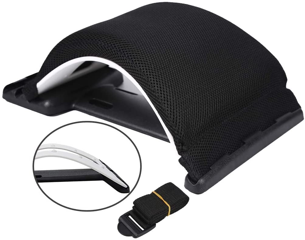 Premium Multi-Level Back Stretching Device with Memory Foam Cushion - Adjustable Lumbar Support Stretcher for Back Pain Relief, Magnetic Therapy Massager for Muscle Relaxation (White/Black) - Perfect for Office, Home & Post-Workout Recovery