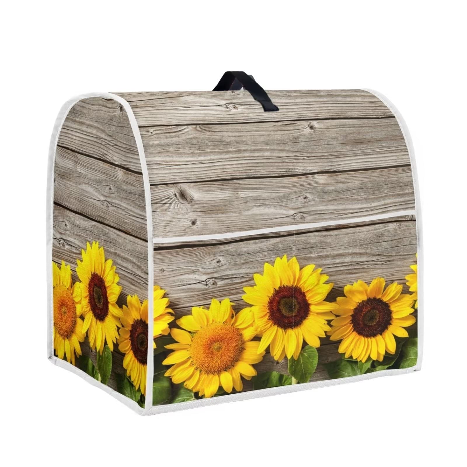 Wooden Sunflower Stand Mixer Cover with Handle & Pocket - Dust Protection for KitchenAid Mixers & Coffee Makers - Perfect for Baking & Countertop Storage