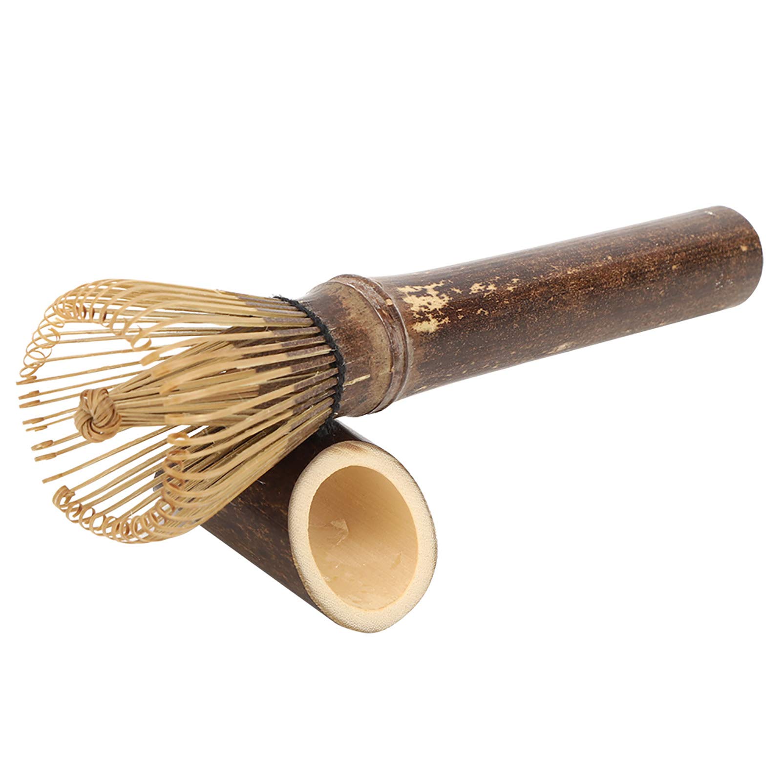 Premium Japanese Matcha Green Tea Whisk Set - Natural Bamboo Chasen with Smooth Powder Brush & Comfortable Long Handle - Perfect for Home Tea Ceremonies, Cafe Use, and Gift Giving (Purple Bamboo)