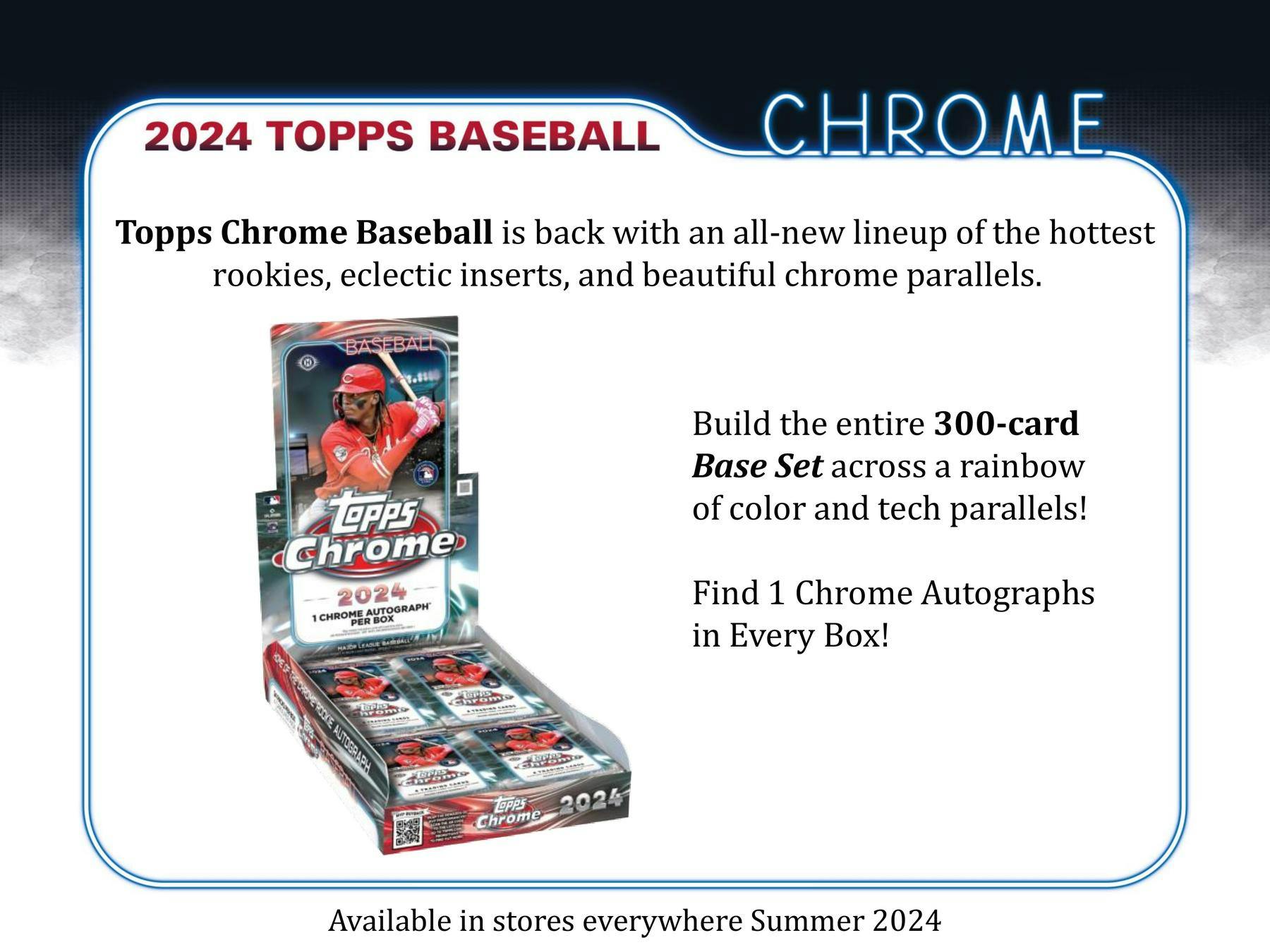 2024 Topps Chrome Baseball Hobby Box - 24 Packs with Autograph & Relic Cards - Collectible Trading Cards for MLB Fans - Perfect for Sports Memorabilia Collectors & Fantasy Baseball Enthusiasts