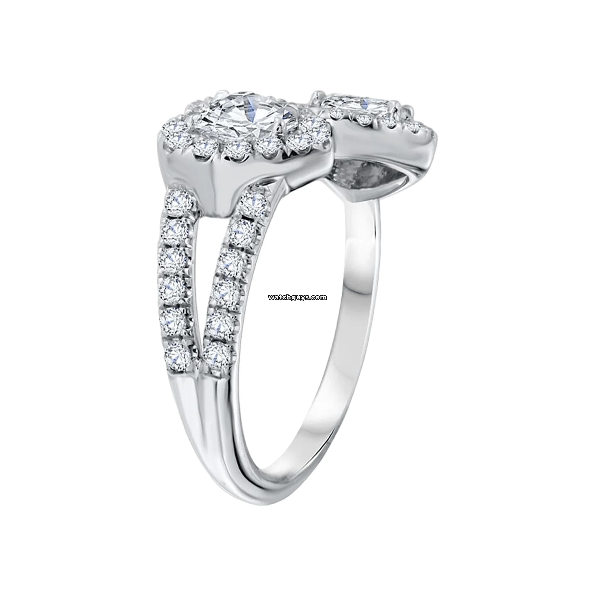 18K White Gold Double Heart Diamond Ring for Women - Perfect for Anniversaries, Engagements & Romantic Gifts