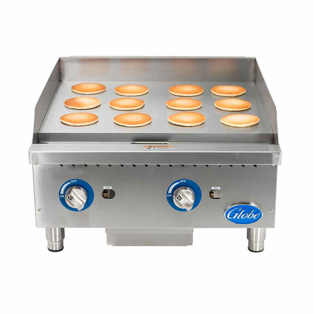 Globe GG24G 24-Inch Natural Gas Countertop Griddle with 2 Burners - Perfect for Restaurants, Diners & Outdoor Cooking