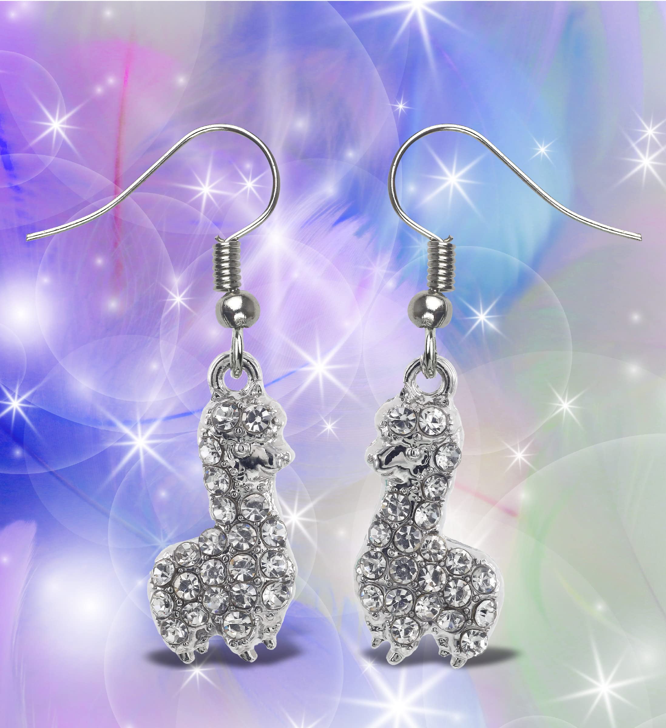 Sparkling Silver Llama Dangle Earrings - Elegant Zinc Alloy Charm Pendant Earrings for Women | Perfect Gift for Birthday, Party & Everyday Wear