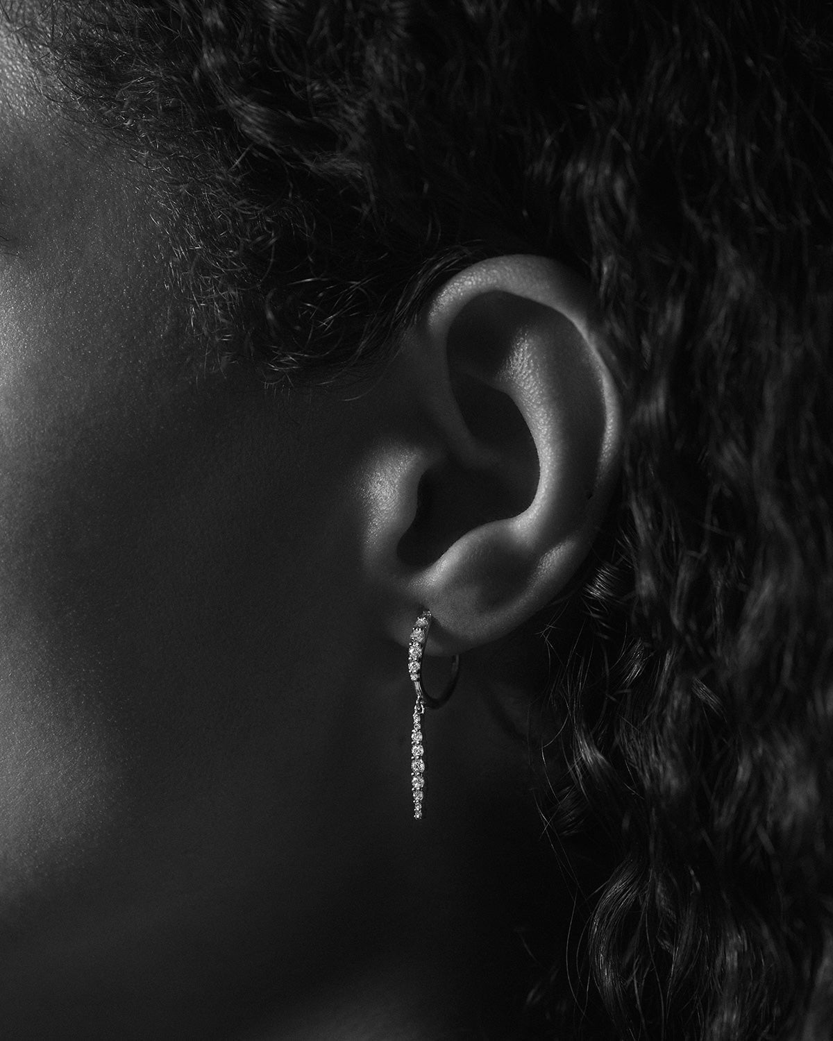 GRID 2 Diamond and Gold Kate Drop Hoop Earrings for Women - Elegant Dangle Earrings for Party, Wedding & Evening Wear