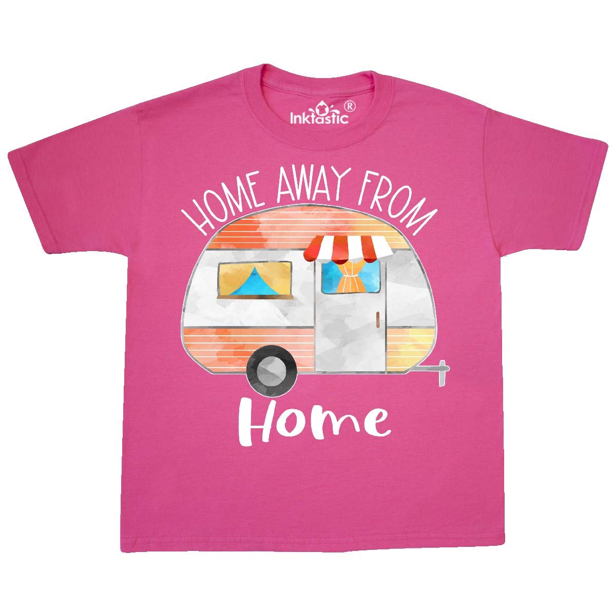 Inktastic Home Away from Home Orange Camper Youth T-Shirt - Comfortable Kids Travel Shirt for Camping, Road Trips & Outdoor Adventures