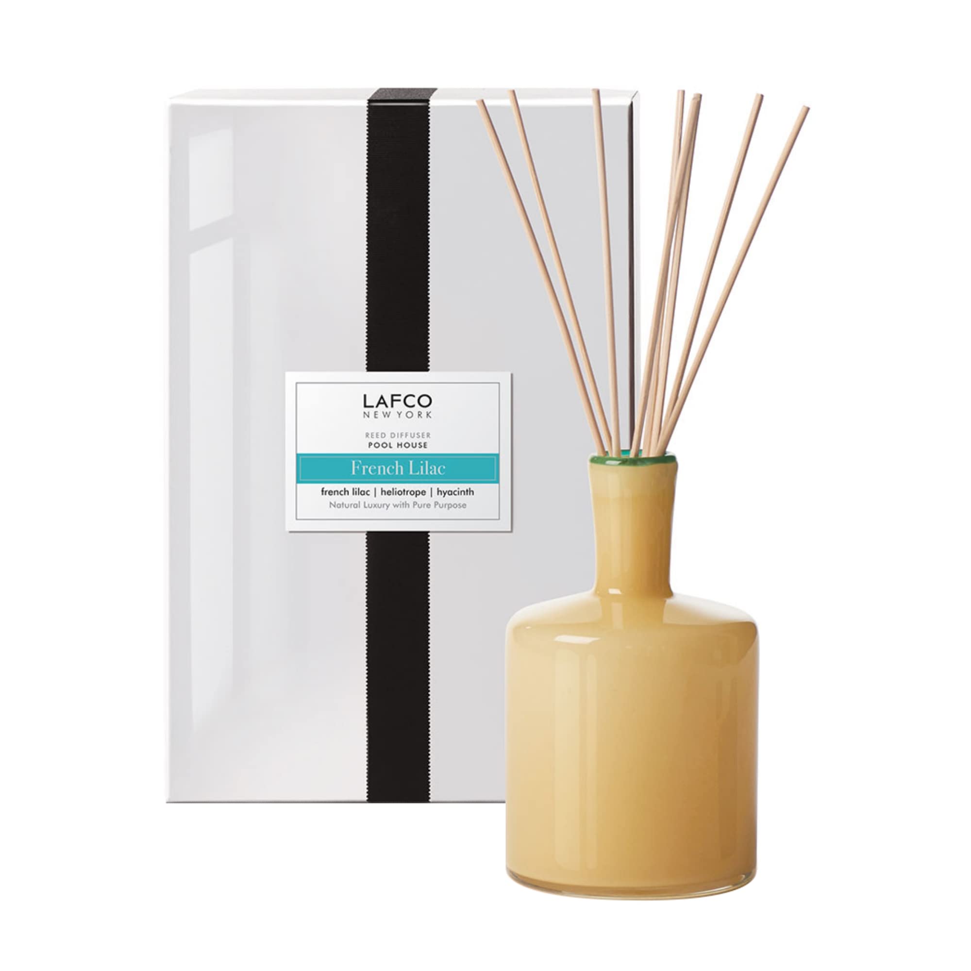LAFCO New York Signature Reed Diffuser - French Lilac Scent, 15 oz | Long-Lasting 9-Month Fragrance | Handcrafted Reusable Glass Vessel with Natural Wood Reeds | Made in USA | Perfect for Home, Office & Spa Aromatherapy