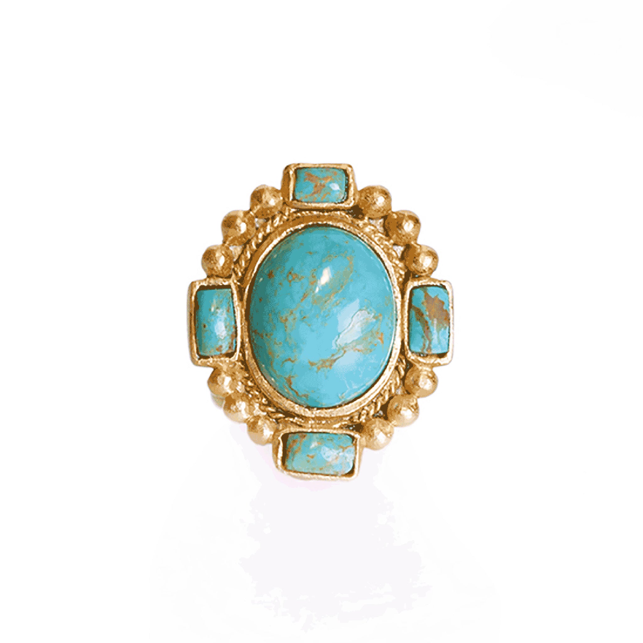 Southwestern Statement Ring with Genuine Turquoise Stone - Perfect for Boho Fashion & Western Style Jewelry