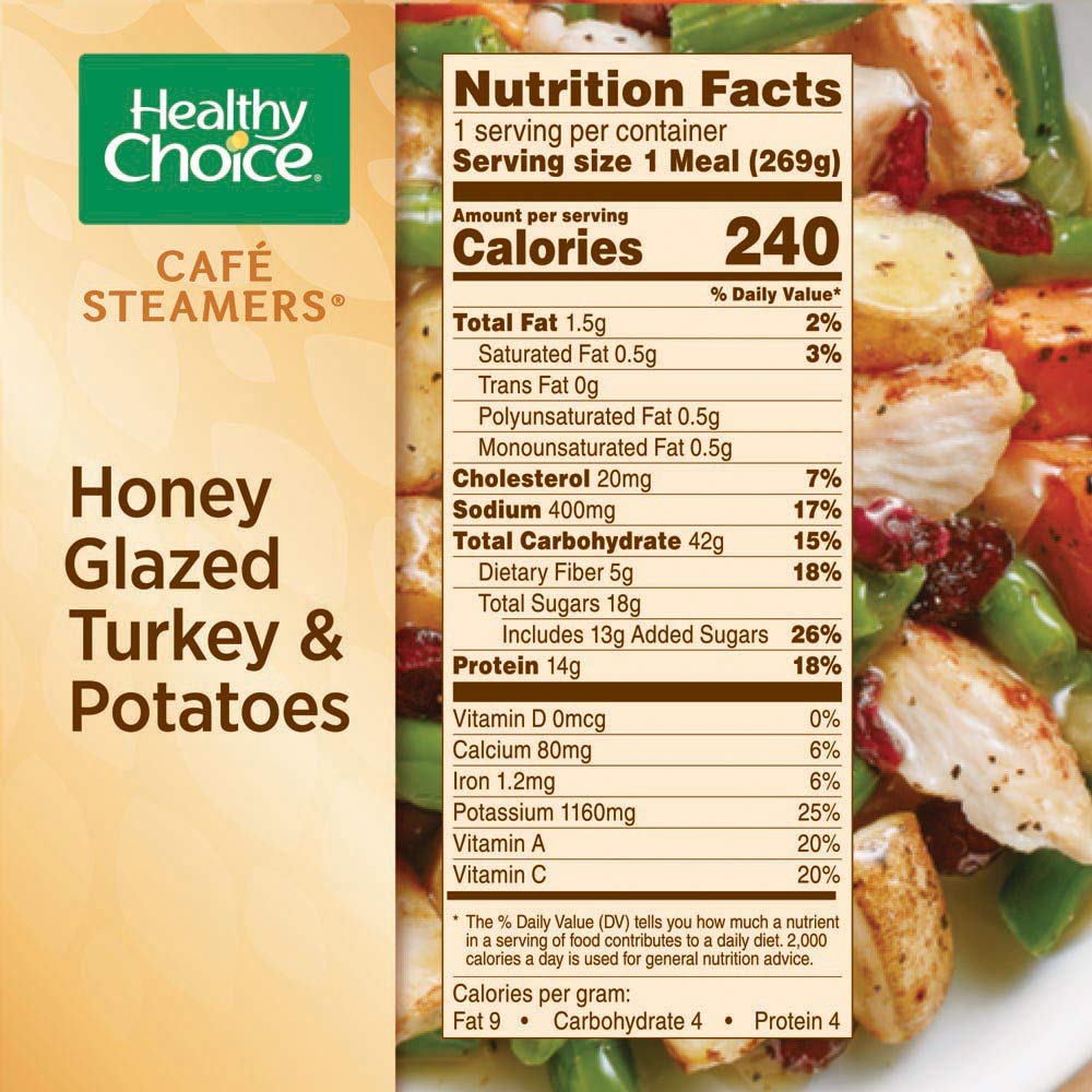 Healthy Choice Cafe Steamers Honey Glazed Turkey & Potatoes Frozen Meal - 9.5 oz | Gluten Free Microwave Dinner | Quick & Healthy Lunch for Office or School
