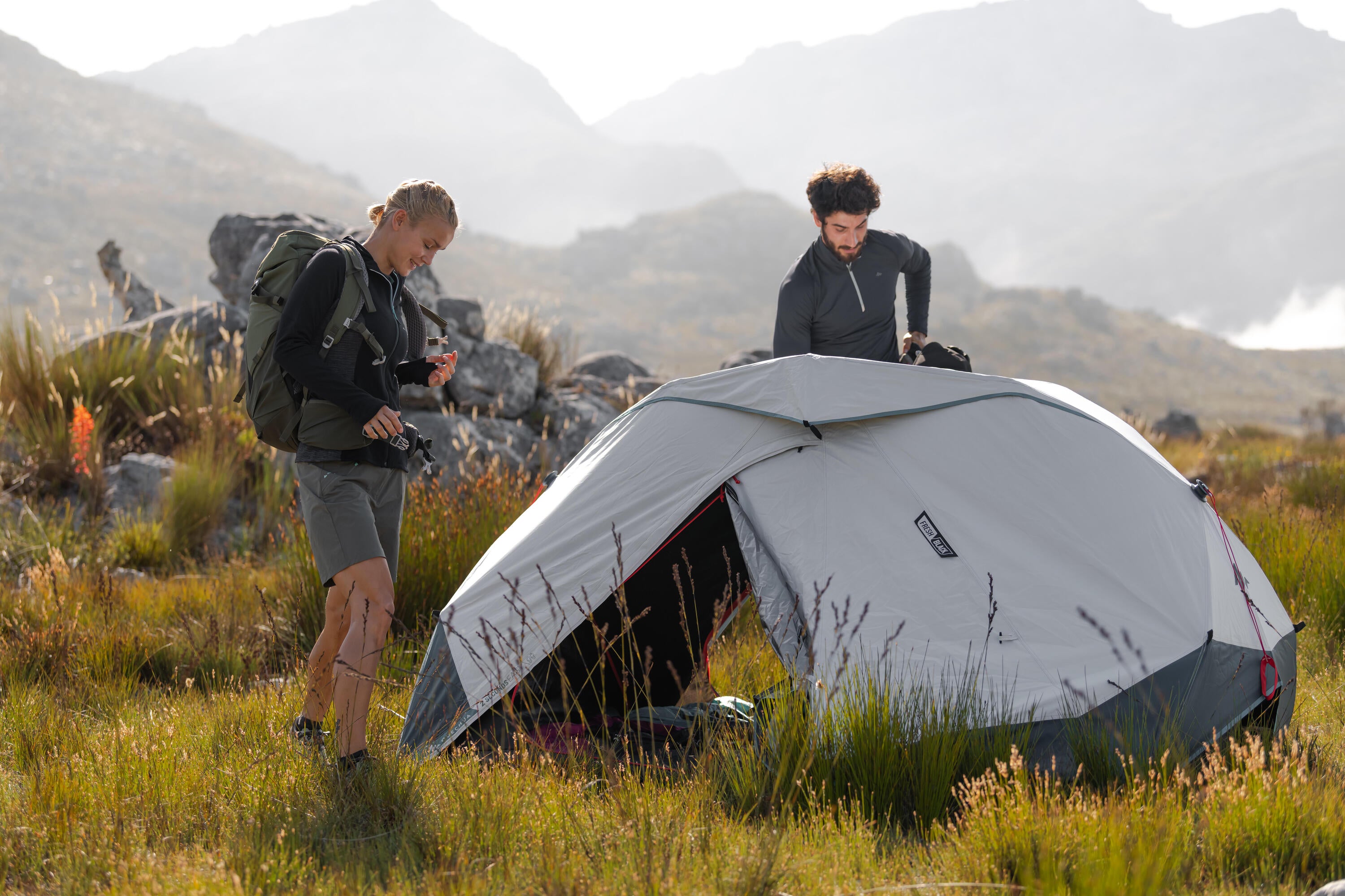 Quechua 2 Second Easy Fresh & Black Waterproof Pop Up Camping Tent for 2 Person - Lightweight Instant Setup Tent for Outdoor Adventures, Hiking, Backpacking & Family Camping Trips