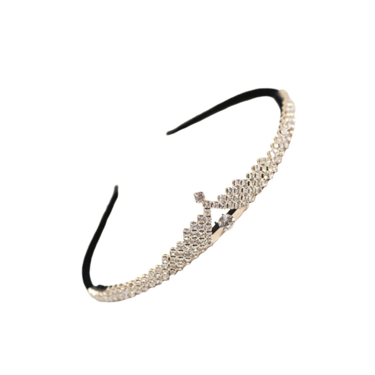 KALLORY Sequin Headband for Wedding Bridal Hair Accessories - Sparkling Crystal Pearl Tiara with Heart Design for Bride, Prom, Party, and Special Occasions