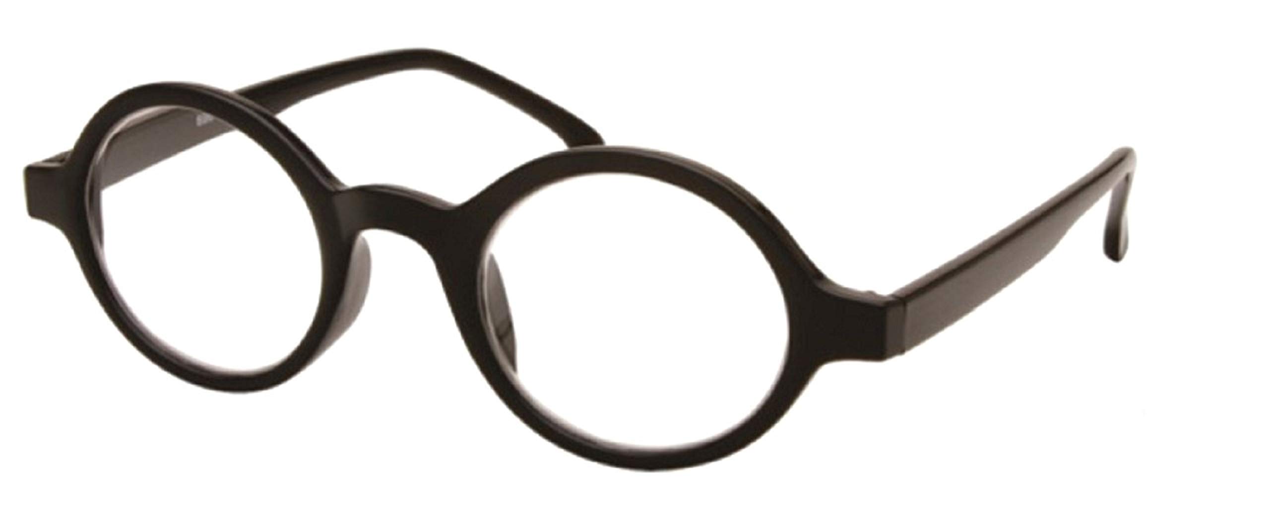 Lightweight Full Frame Round Reading Glasses for Men & Women - Unisex +1.75 Magnification Readers with Case - Perfect for Reading Books, Using Phones & Computer Work (Black)