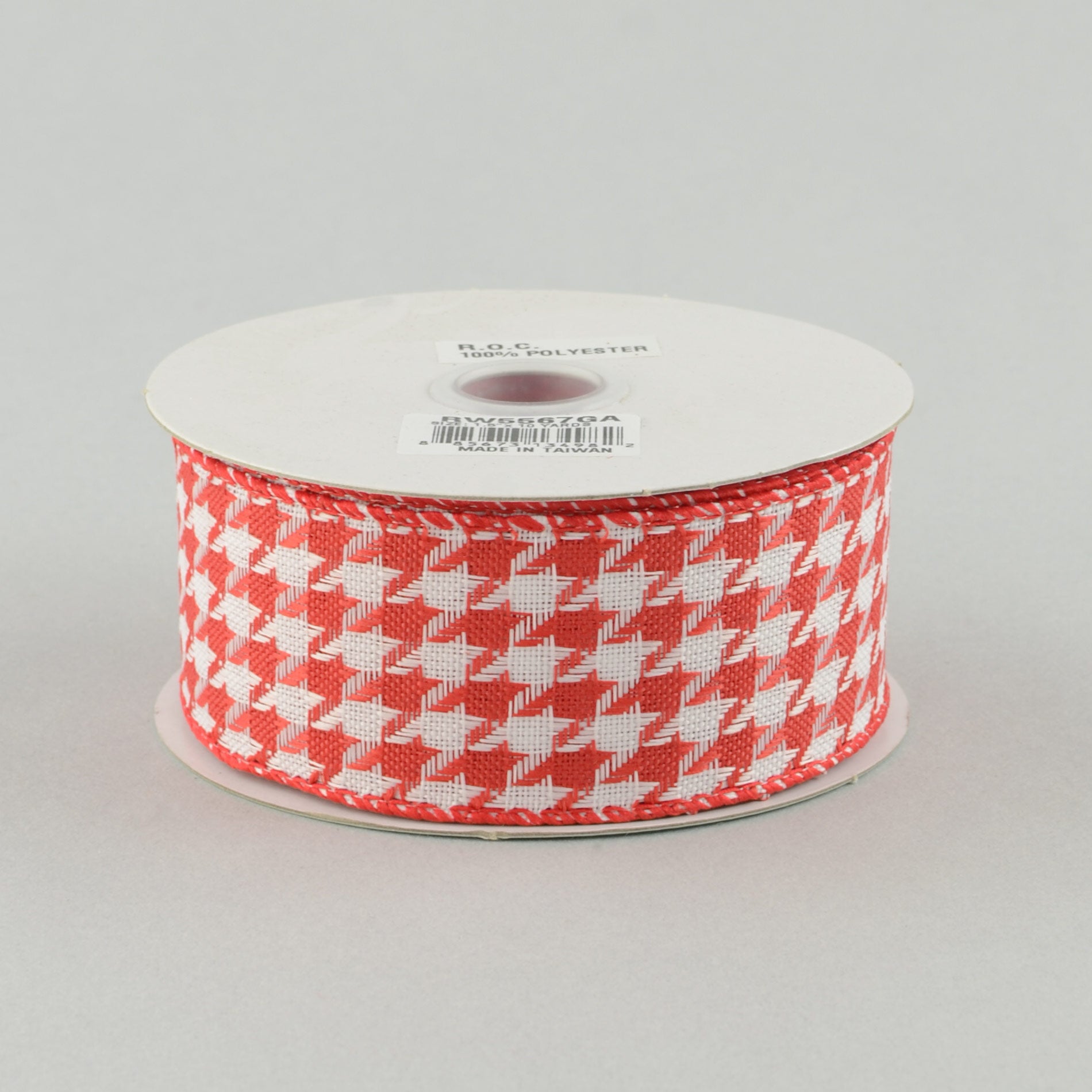 1.5 Inch Red & White Houndstooth Checkered Ribbon - 10 Yards Bulk Roll for Gift Wrapping, Crafts, DIY Projects, Hair Bows, and Holiday Decorations