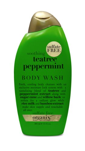 OGX Cooling Body Wash with Tea Tree & Peppermint Oil, 13 fl oz - Refreshing Shower Gel for Men & Women, Soothes Skin, Invigorating Aroma for Morning or Post-Workout Shower