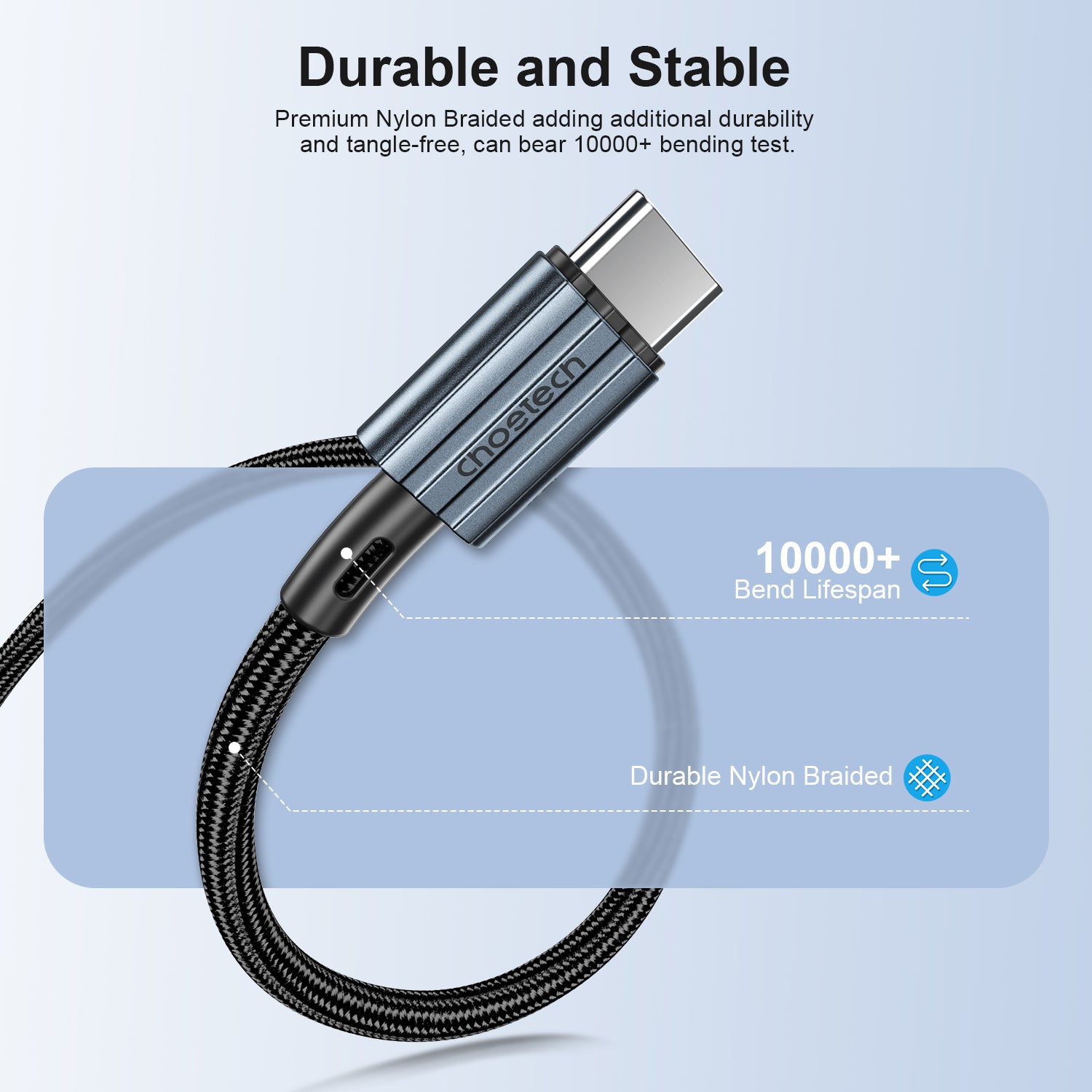 Choetech USB C to USB C PD 60W Fast Charging Cable - 1.2M/2M Length Options - Black | Compatible with MacBook Pro, iPad Pro, Samsung Galaxy & More - Perfect for Home, Office & Travel Charging