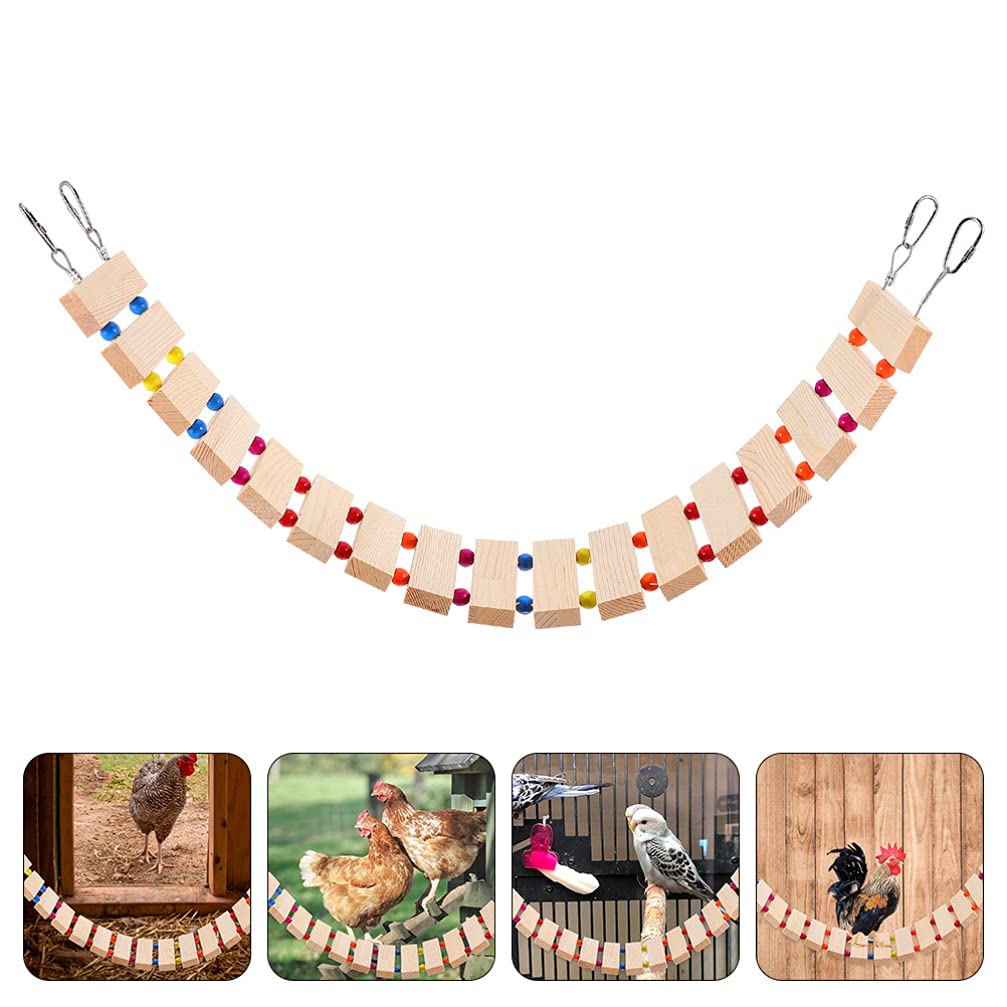Balacoo Wooden Chicken Toy Set - Chewing & Perch Ladder for Birds, Training Rack & Play Swing - Durable Thicken Wooden Chicken Coop Accessories - Perfect for Parrots, Cockatiels & Small Pets Playtime
