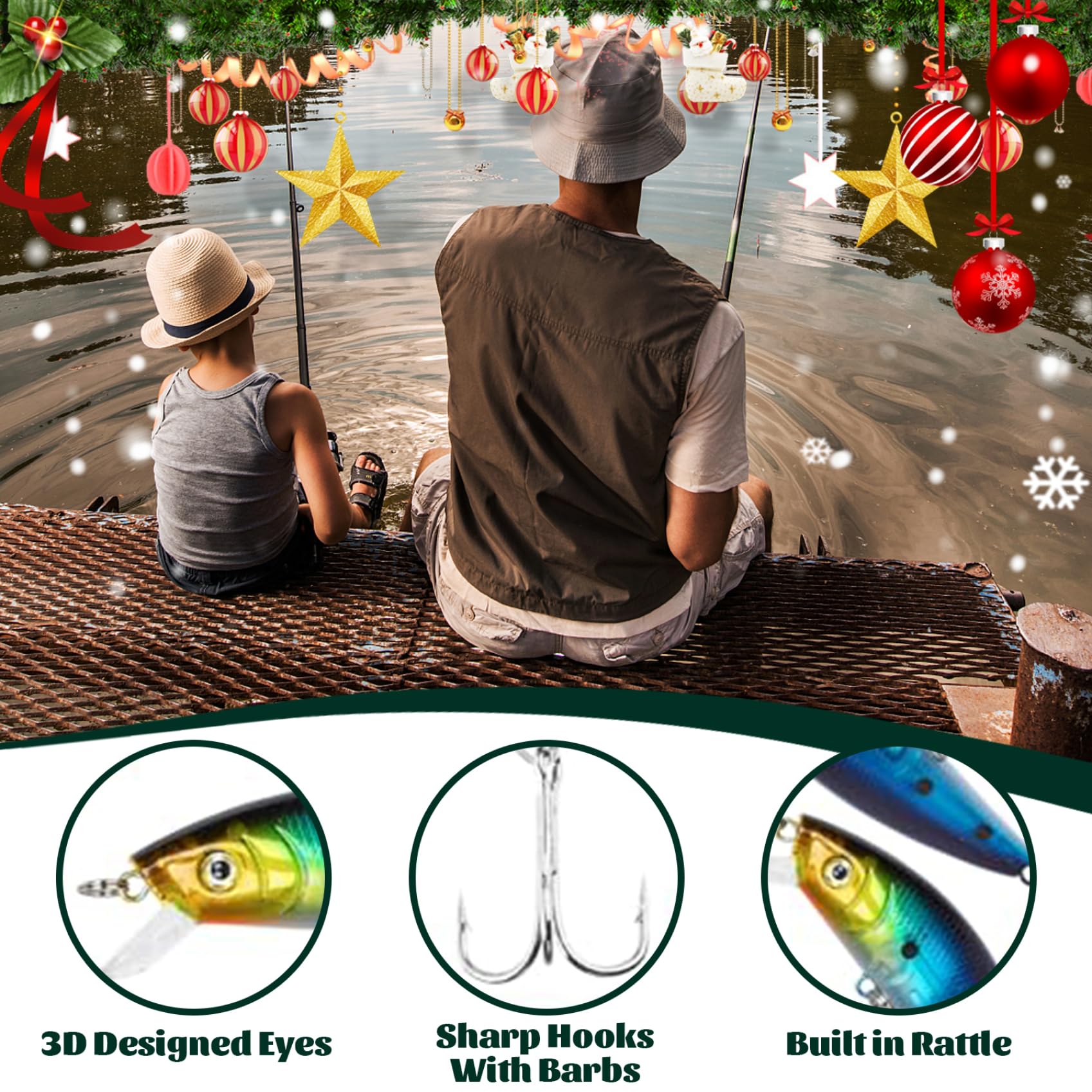 **2024 Fishing Tackle Advent Calendar – 24-Day Countdown with Assorted Baits & Lures – Perfect Christmas Gift for Men, Anglers & Fishing Enthusiasts – Great for Holiday Countdowns, Stocking Stuffers & Fishing Adventures**