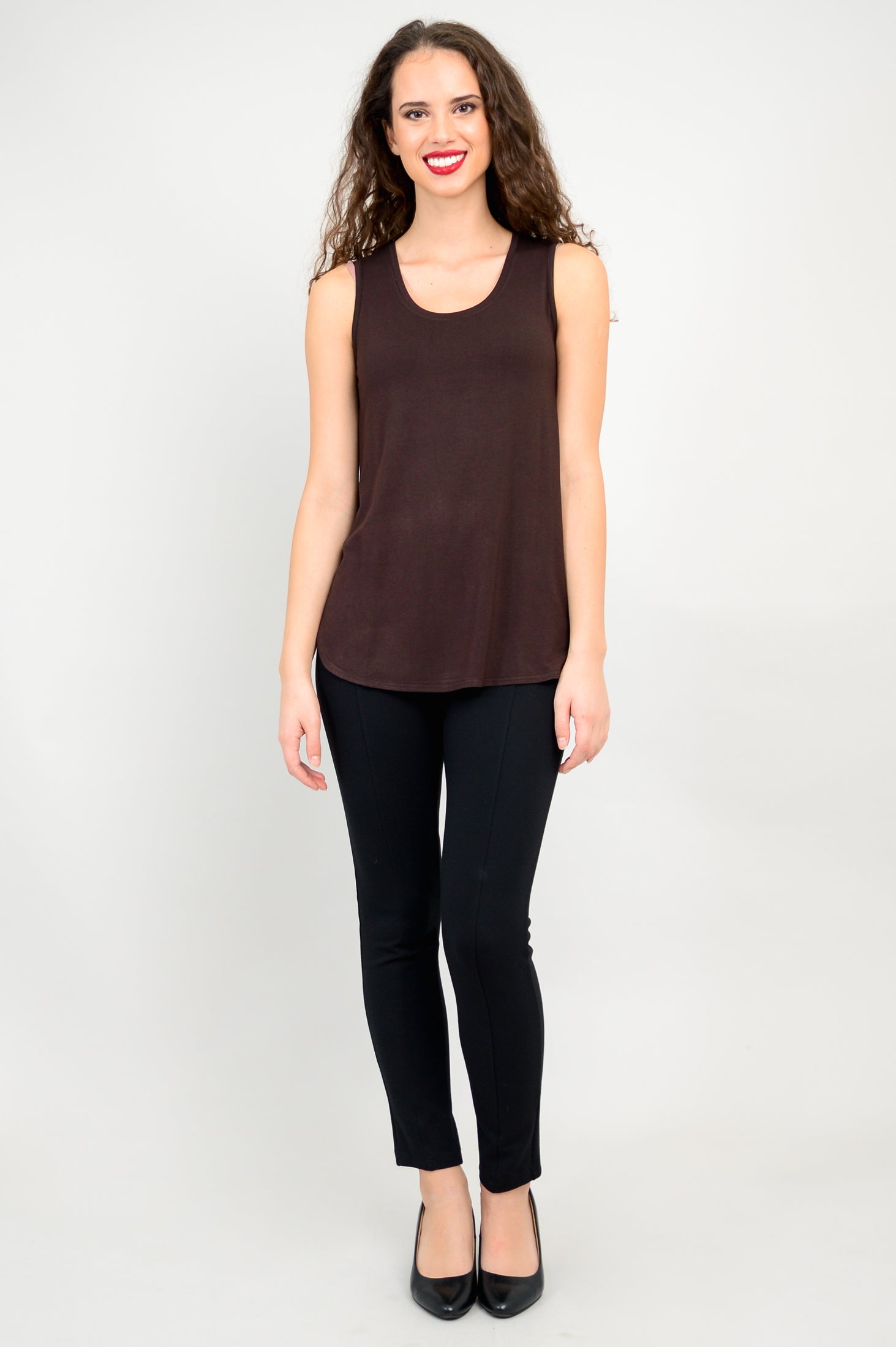 Stylish Jazz Tank Top for Women - Soft Bamboo Fabric, Coffee Color - Perfect for Casual Wear, Yoga & Summer Outfits