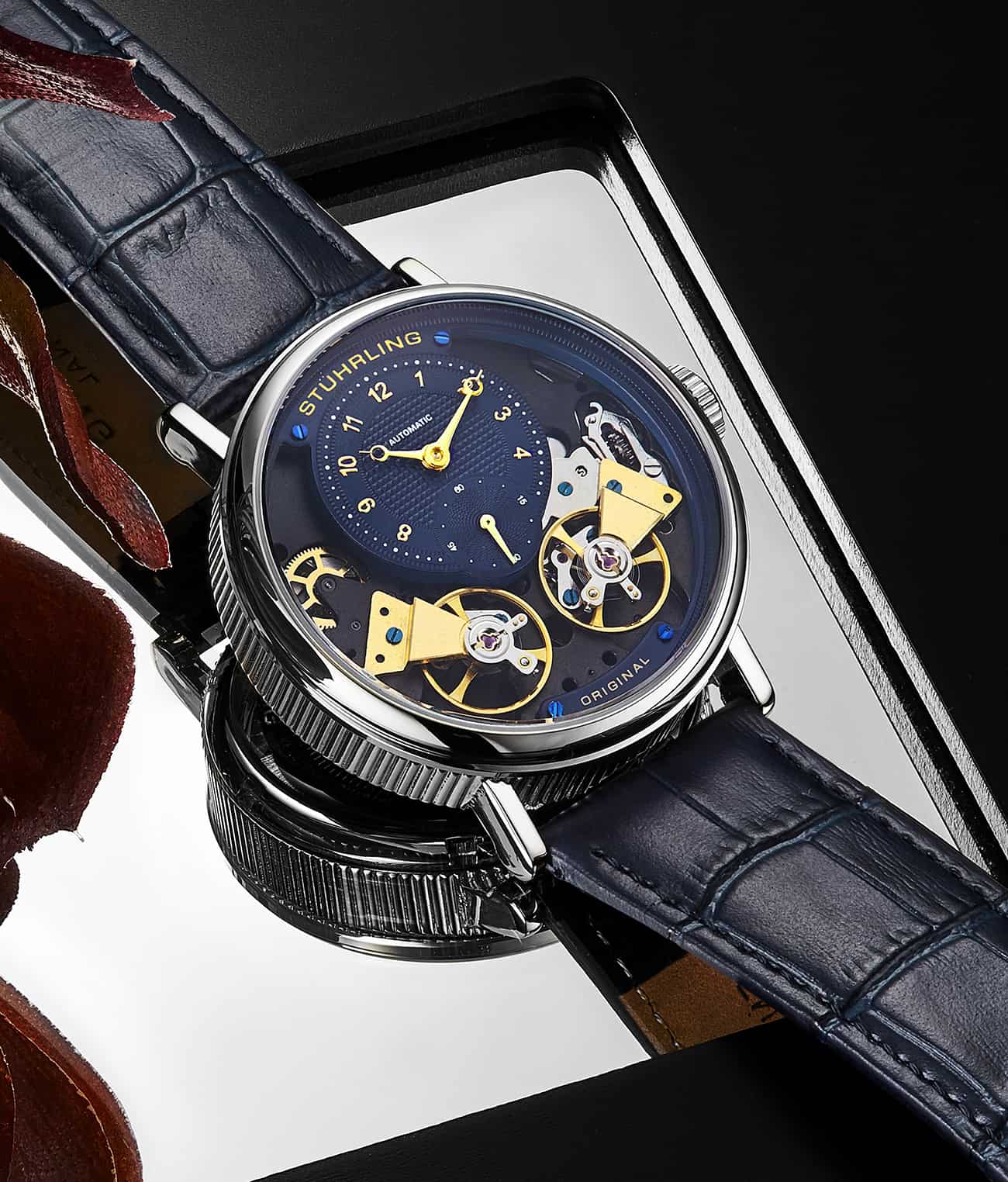 Ares D3981 Automatic 43mm Skeleton Watch for Men - Luxury Stainless Steel Mechanical Timepiece - Perfect for Business, Formal Events & Everyday Wear