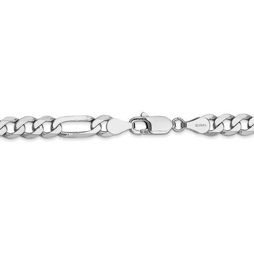 14K White Gold 5.5mm Flat Figaro Chain Bracelet for Men - 8 Inch Luxury Jewelry Gift for Birthday, Anniversary & Special Occasions