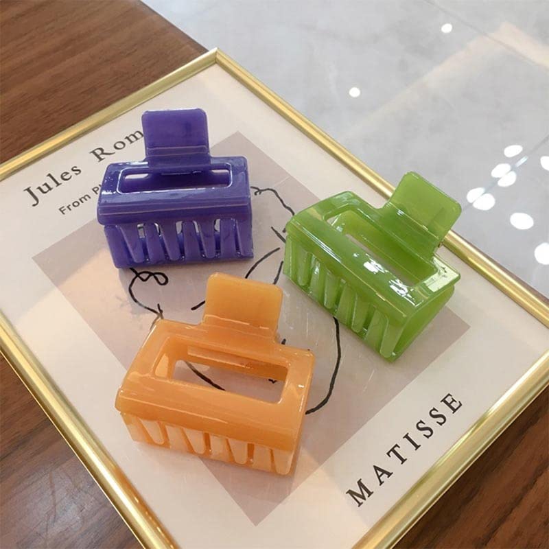 APPSAMBR 3-Piece Large Square Acetate Acrylic Korean Hair Claw Clips - Crab Claw Hair Clamps for Women & Girls | Perfect for Updos, Ponytails & Everyday Hairstyles