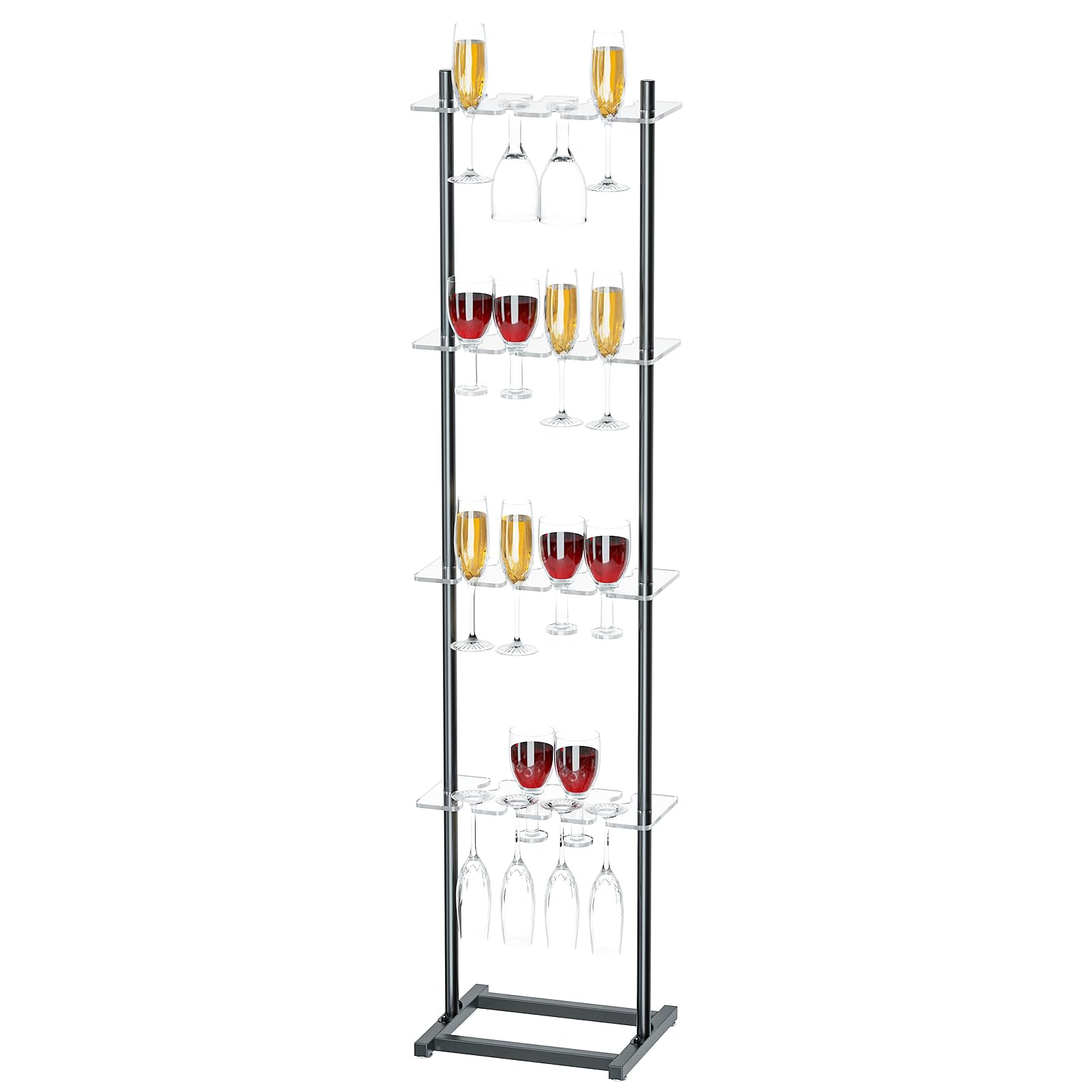 4-Tier Clear Acrylic Champagne Wall Holder - 32 Wine Glass Stand for Weddings, Bridal Showers & Parties | Elegant Champagne Cup Display for Events & Celebrations | Perfect for Wedding Receptions, Birthday Parties & Corporate Events