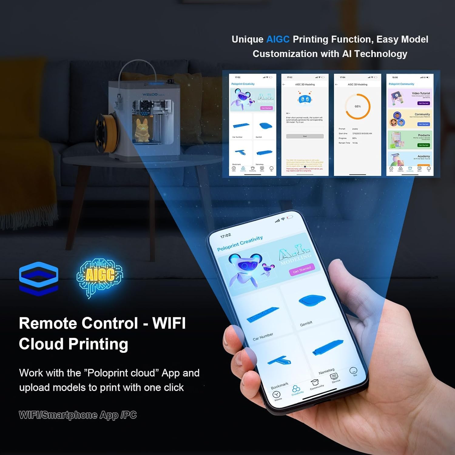 WEEDO Tina2S Upgraded Mini 3D Printer - Fully Assembled, Auto Leveling & Silent Printing for Kids, Beginners | Open Source DIY 3D Printer for Home, Classroom, Office Use with WiFi Connectivity - Perfect for STEM Education, Prototyping & Creative Projects