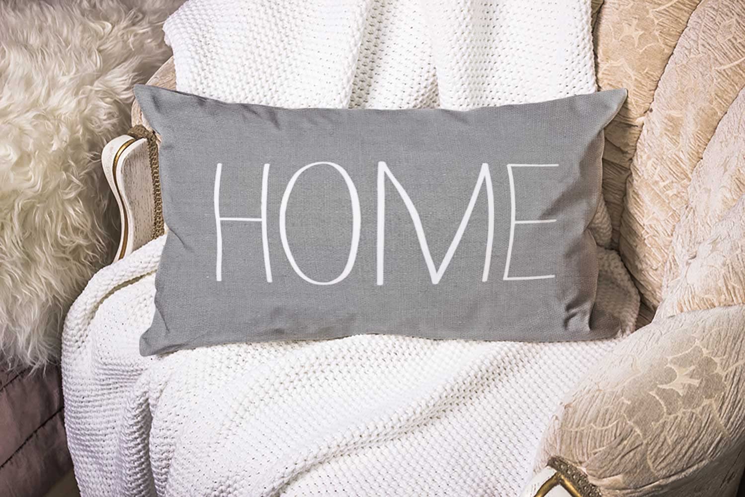 12x20 Inch Love Rustic Gray Decorative Pillow Covers - Best Retro Lumbar Throw Pillowcases for Bedroom, Sofa & Living Room - Bless This Home Design